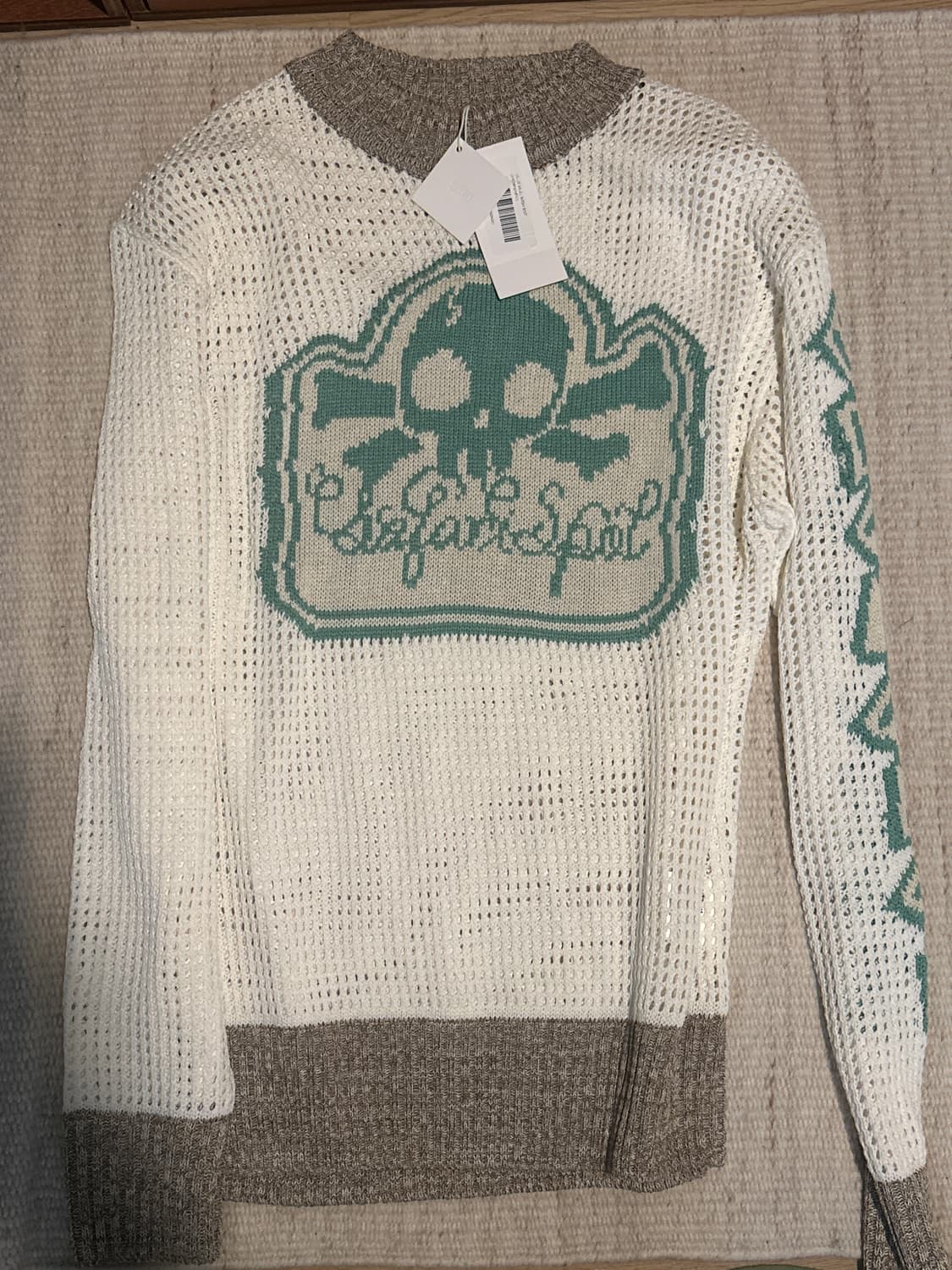 (새상품) 사파리스팟 멀티 스컬 메쉬 니트 아이보리 상품이미지1