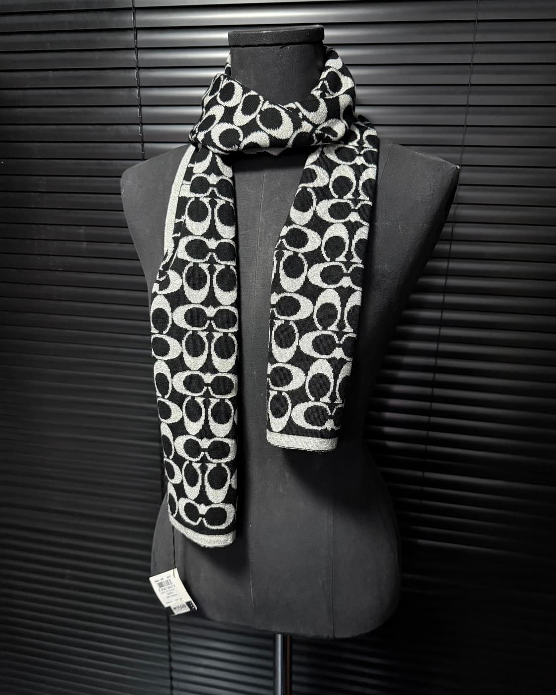 코치 양면 블랙 실버 그레이 회색 아이보리 목도리 머플러 명품 스카프 상품이미지1