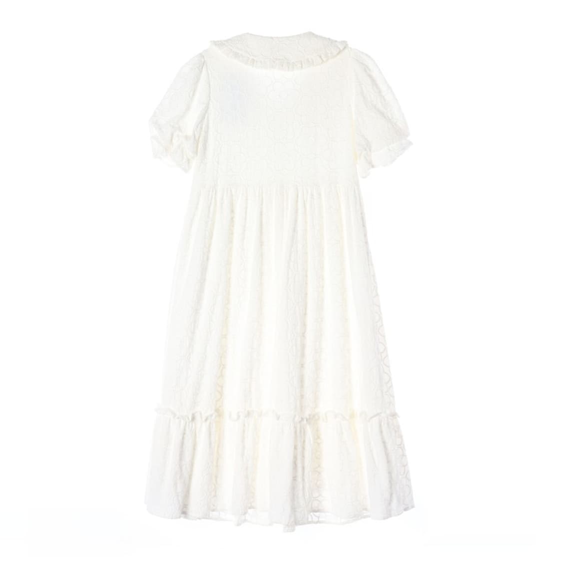 KUOSE 퓨어 화이트 코튼 펀칭 아일렛 롱 원피스 상품이미지2