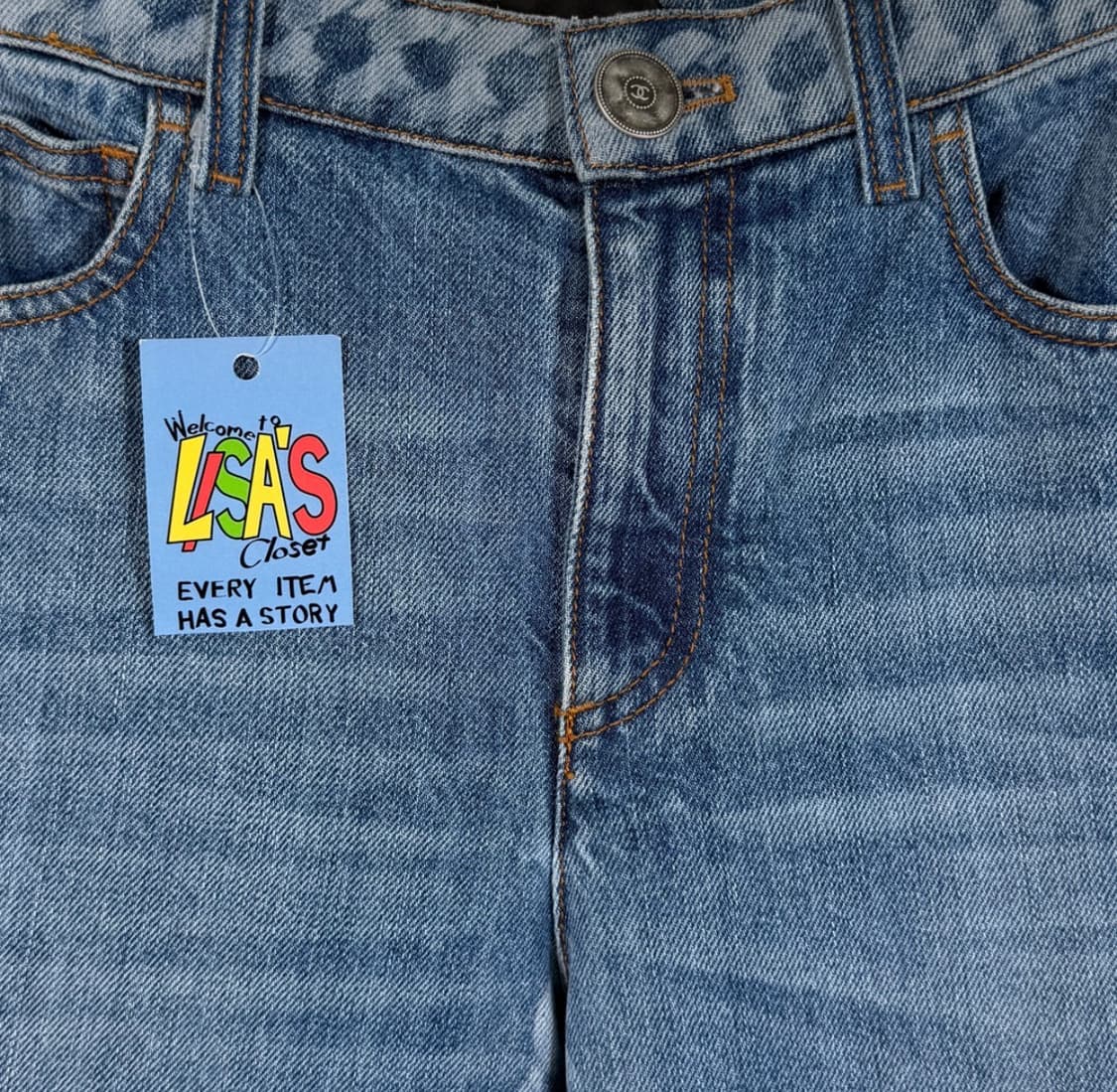 [34] 샤넬 여성 CC로고 사이드 데님 스키니진 팬츠 라이트 블루 리사 상품이미지7