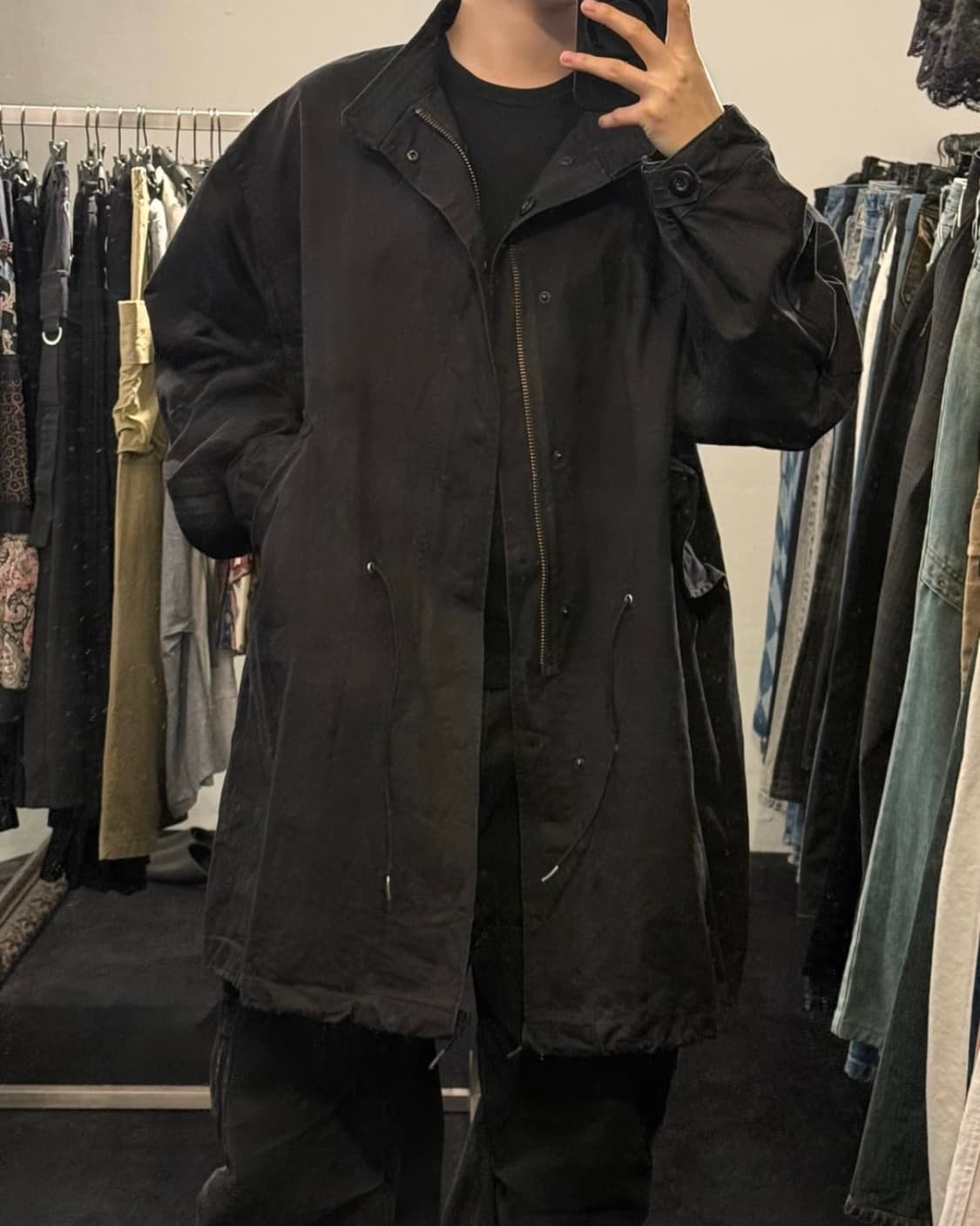 라퍼지스토어 블랙 야상 피쉬테일 개파카 롱 코트 M 95 밀리터리 군인 상품이미지2