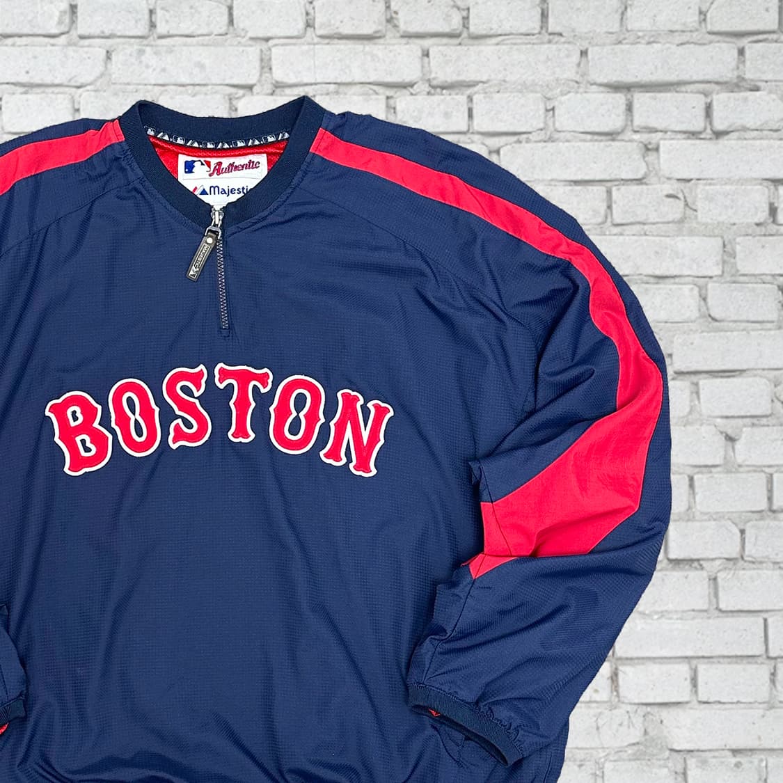 마제스틱 보스턴레드삭스 올드스쿨 반집업 웜업 바람막이 XL 상품이미지1
