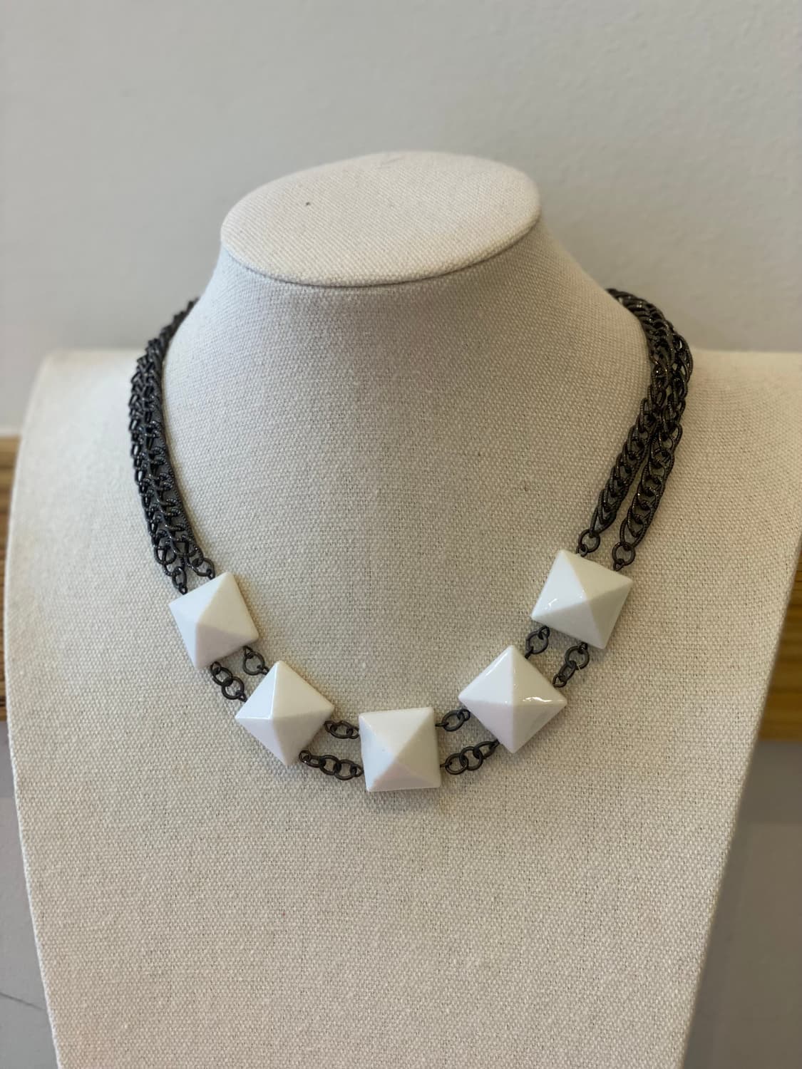 빈티지 화이트 스터드 체인 네크리스 목걸이 상품이미지1