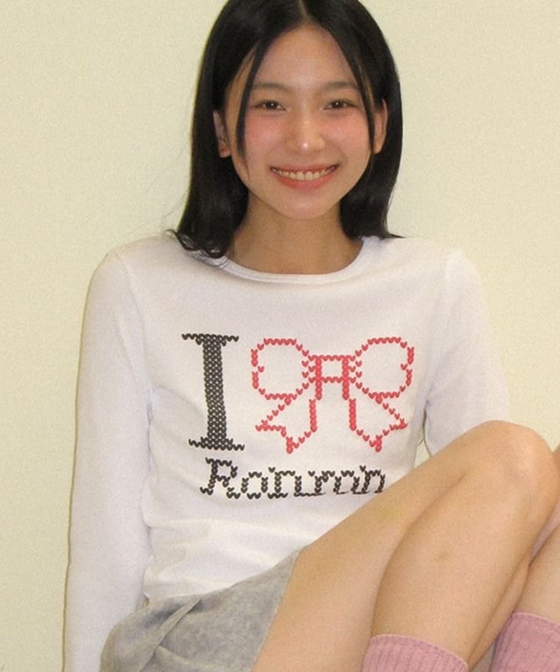 론론 슬림핏 크롭 롱 슬리브 화이트 상품이미지2