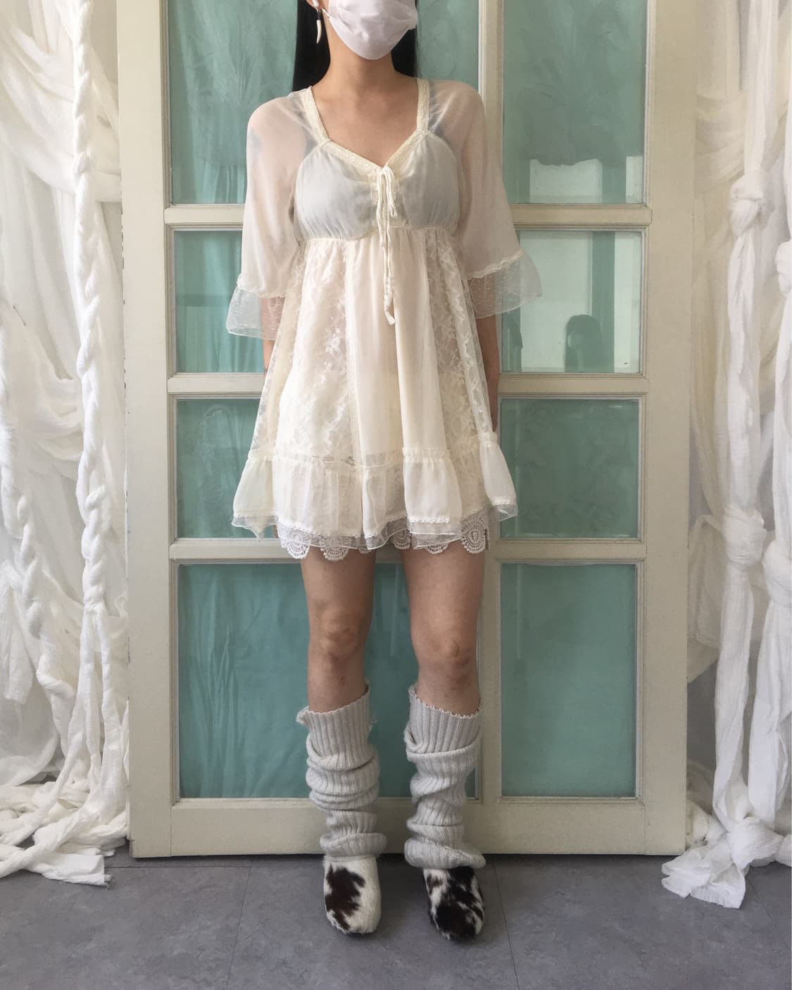 Lace layered blouse onepiece 상품이미지10