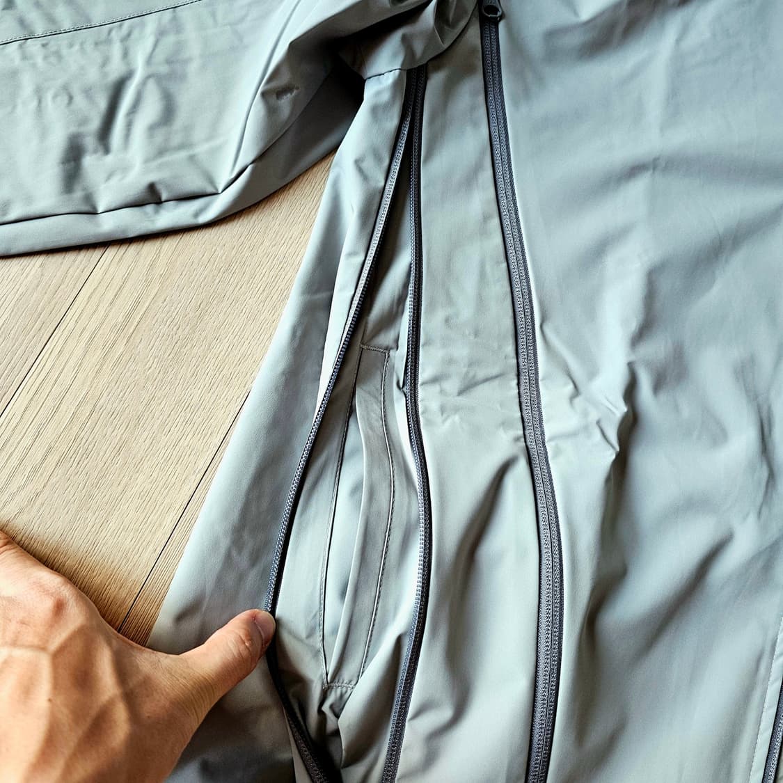 XL 105 새제품) 산산기어 지퍼 자켓 바람막이 제이드 카키 상품이미지4