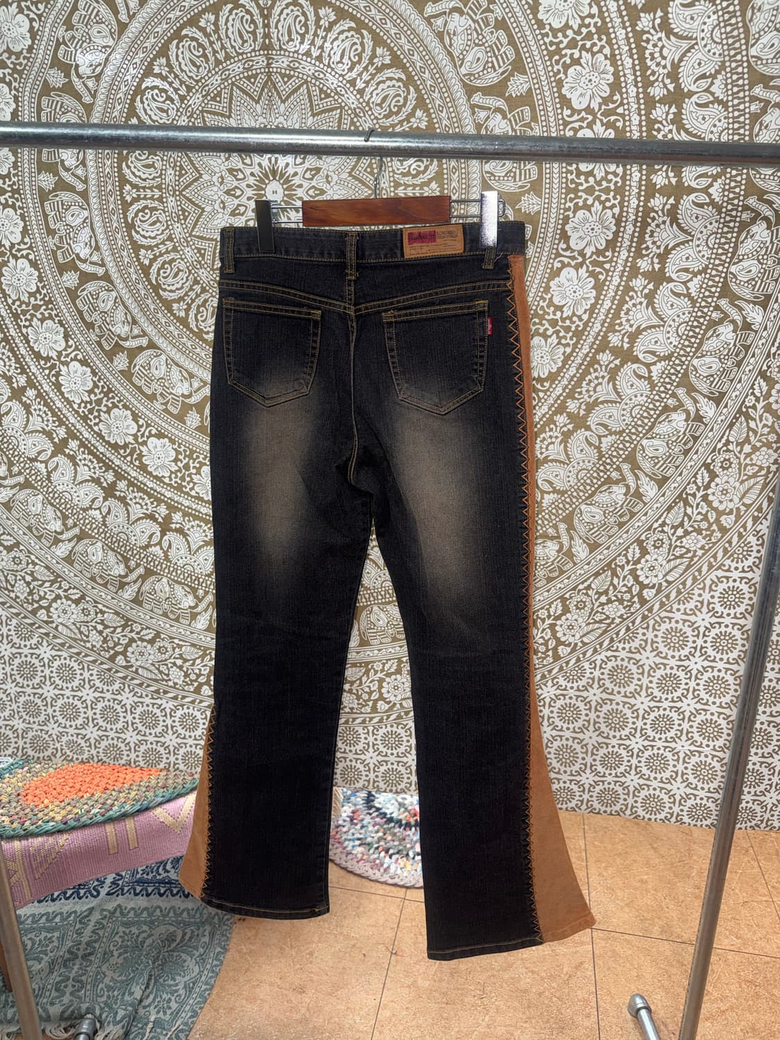 Auraji 빈티지 여성 사이드 디테일 부츠컷 스판 데님팬츠  상품이미지5