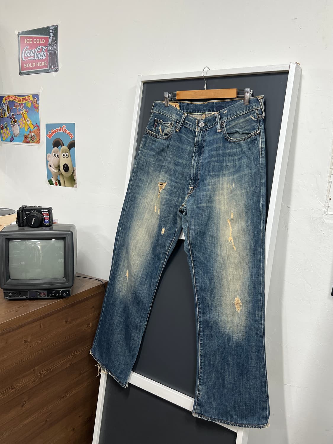 아베크롬비 찢청 와이드핏 데님 팬츠 상품이미지2