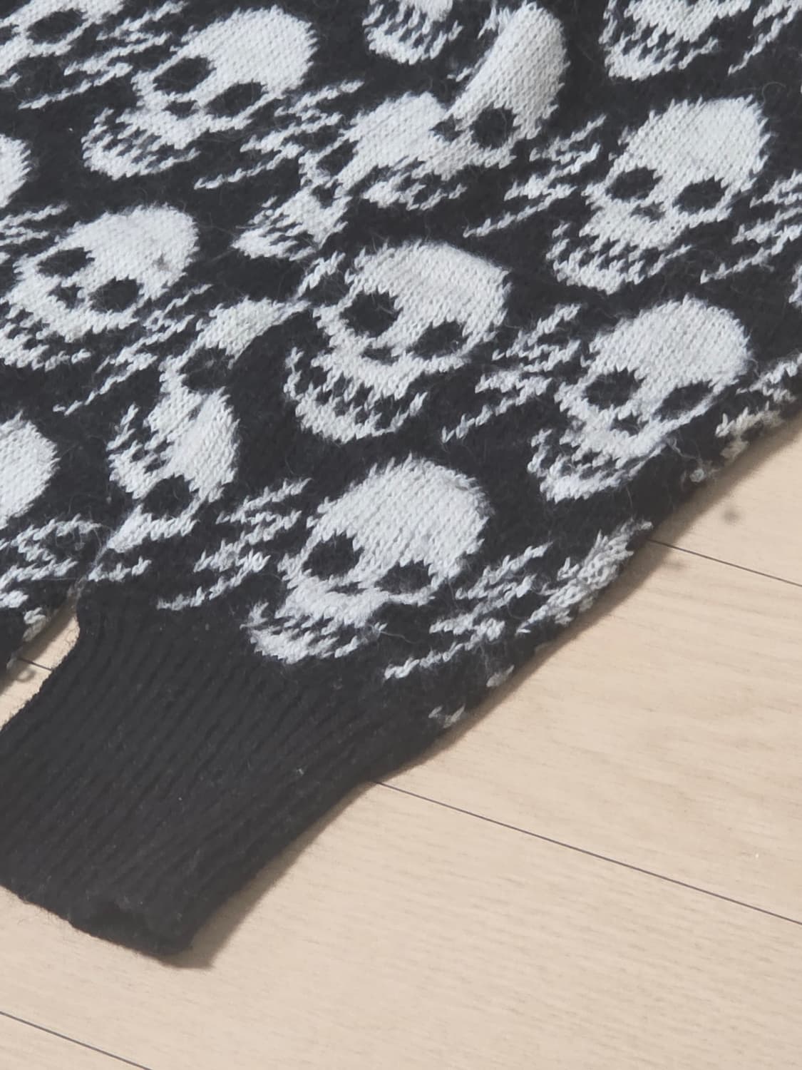 MONKEY 갸루 스컬 샌즈 파피루스 해골 스웨터 가디건 상품이미지4