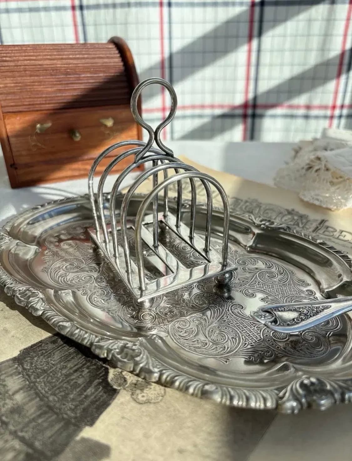 영국 앤틱 실버플레이트 풋티드 토스트랙 상품이미지3