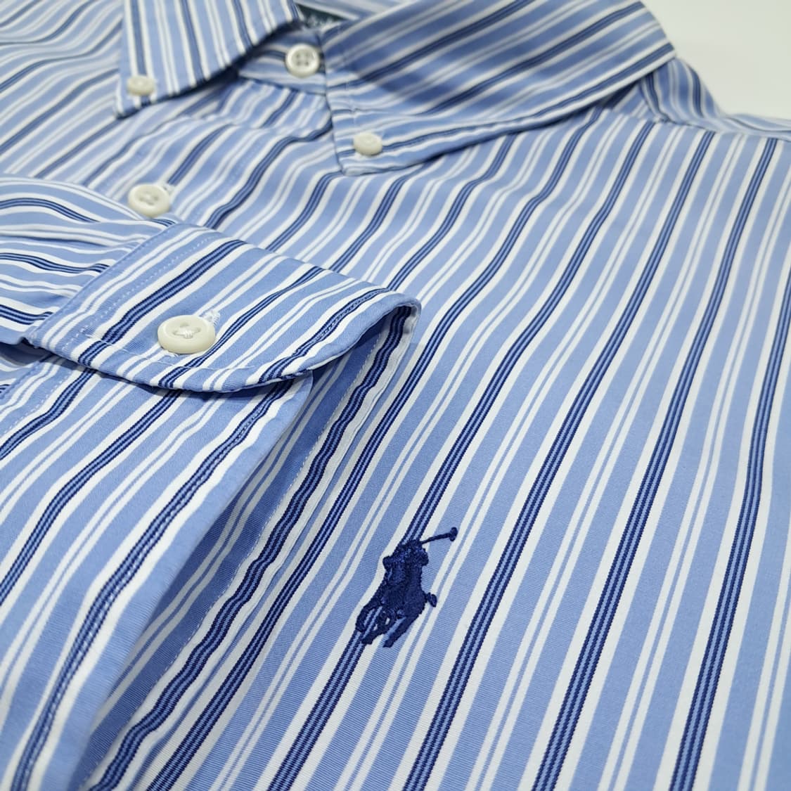 CL686 2XL 폴로 00s 스트라이프 버튼다운 블루 셔츠 상품이미지4