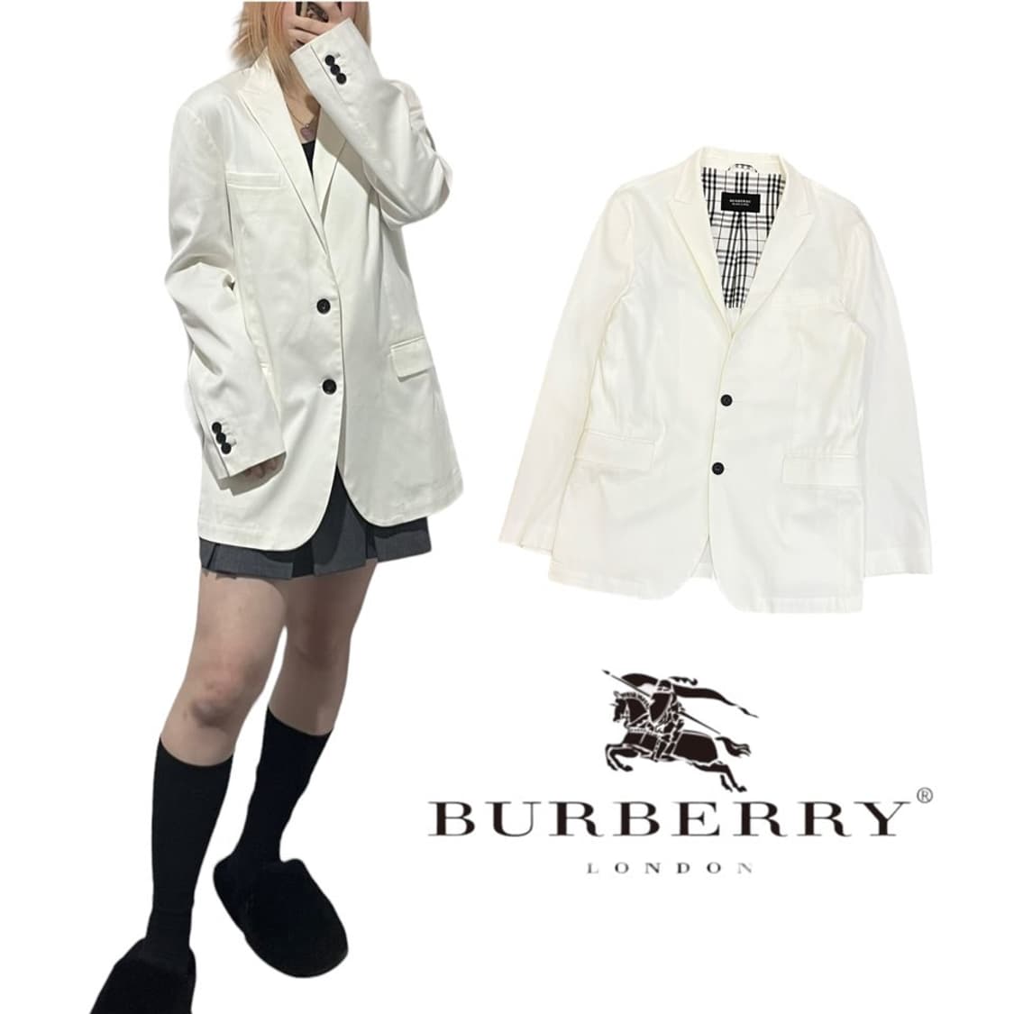 버버리 블랙라벨 화이트 자켓+명품감정서 상품이미지1