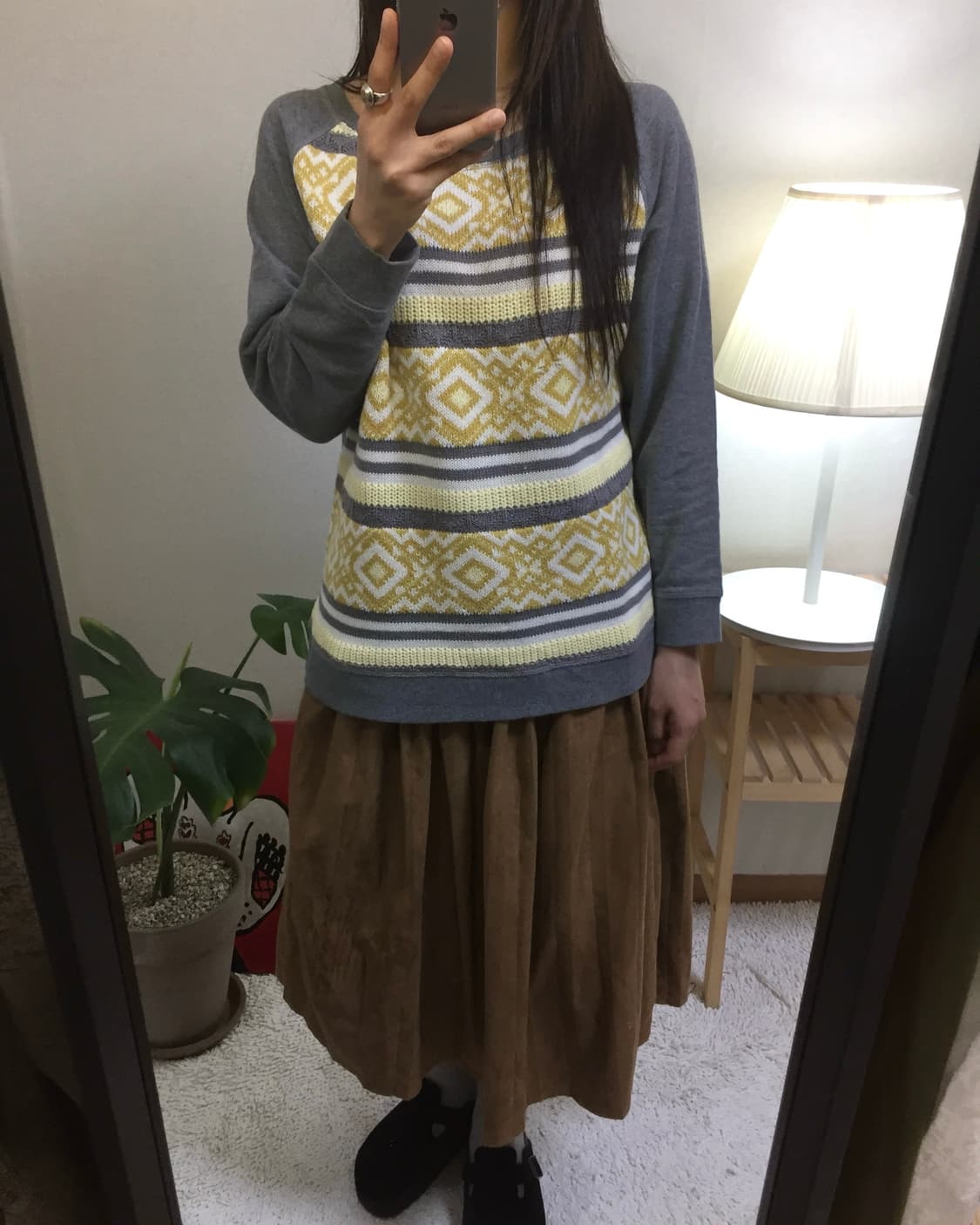 [ELLE] vintage mood swade skirt 상품이미지5