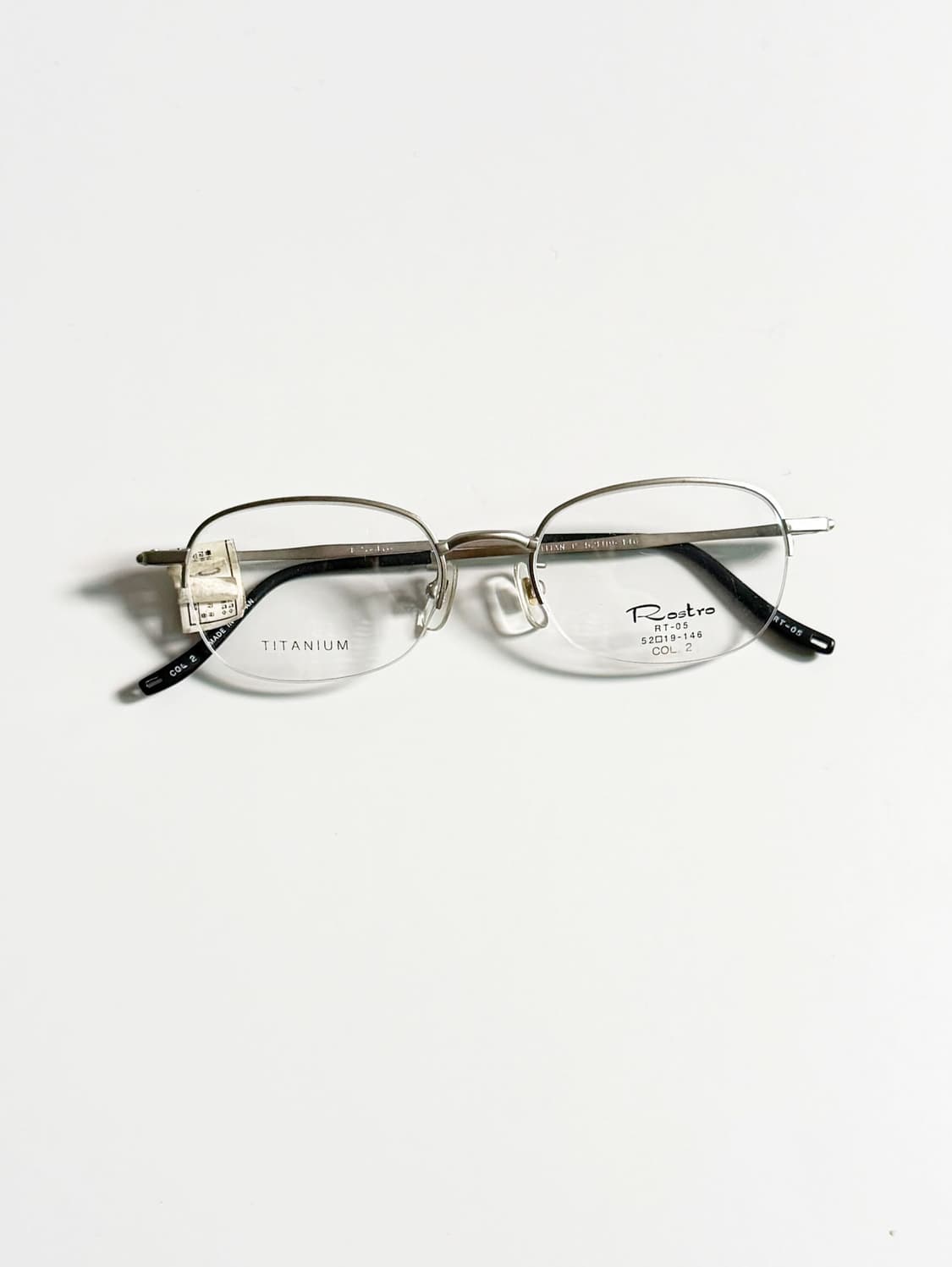 ROSTRO 실버 티타늄 반무테 스퀘어 빈티지 안경 상품이미지1