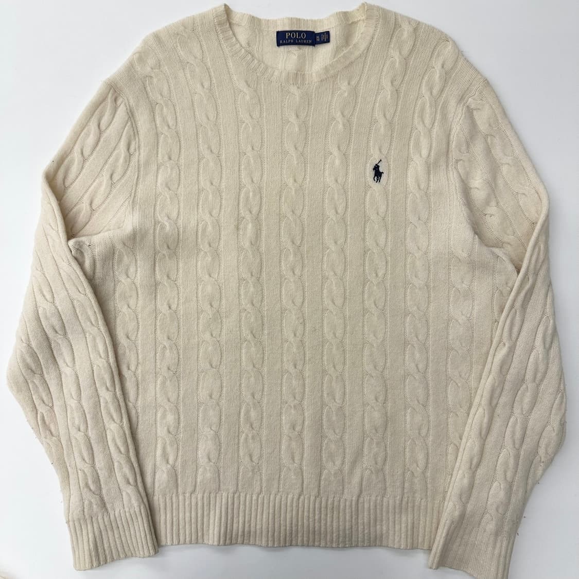 폴로랄프로렌 신형라벨 메리노 울 아이보리 꽈배기 니트  상품이미지1
