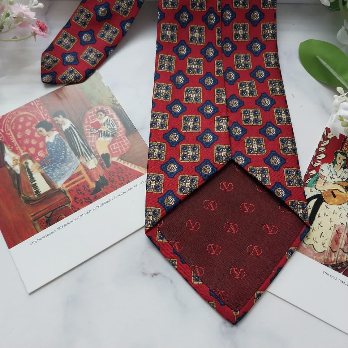 발렌티노 실크 기하 메달리온 패턴 넥타이 9.5cm A+등급 K1756
 상품이미지7