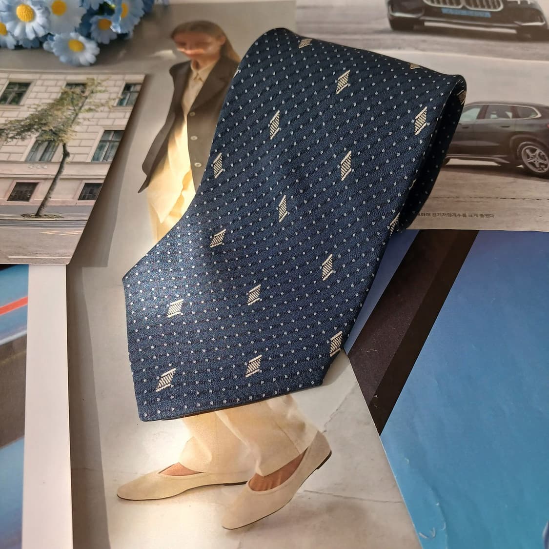 세루티 실크 네이비 마이크로 패턴 넥타이 9.1cm A+등급 A19196 상품이미지2