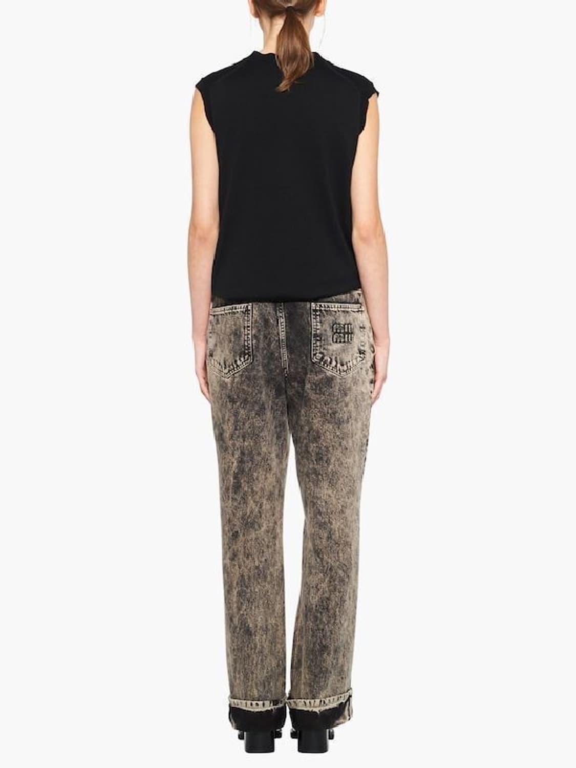 미우미우 마블 이펙트 로고 데님 팬츠 상품이미지4