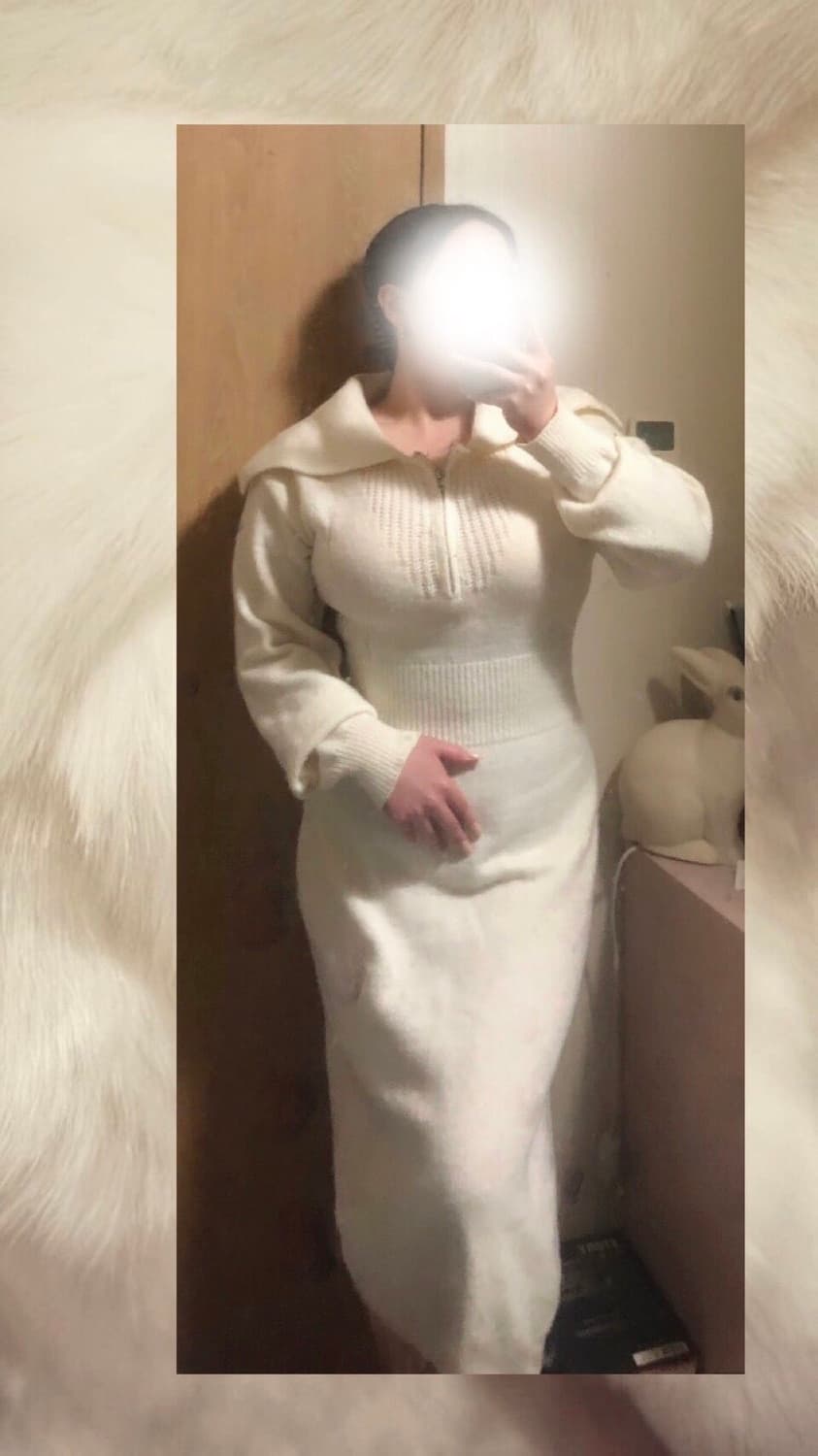 세일러 카라 집업 니트 롱원피스 상품이미지2