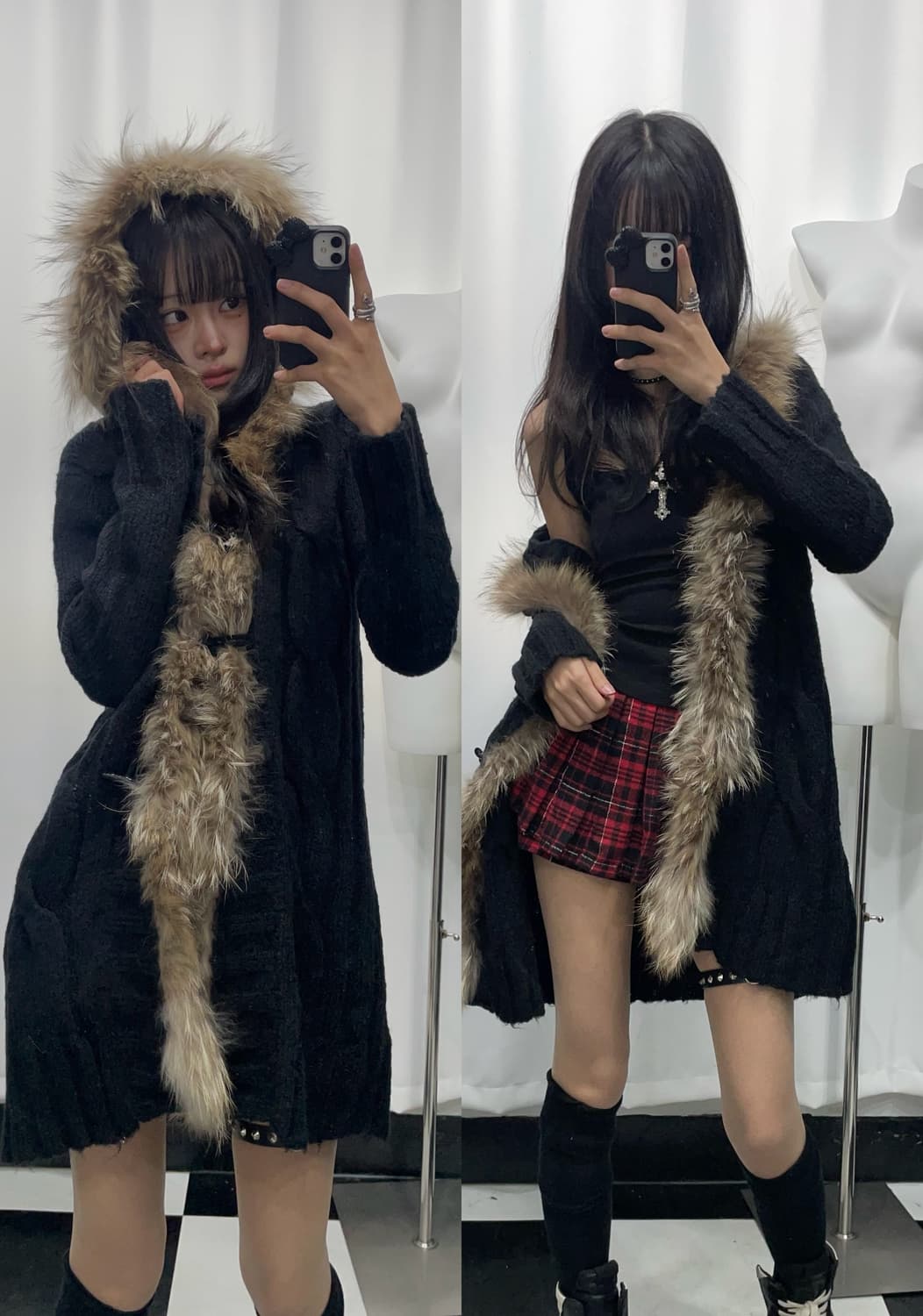 🎸블랙 퍼 니트 후디🎸 상품이미지1