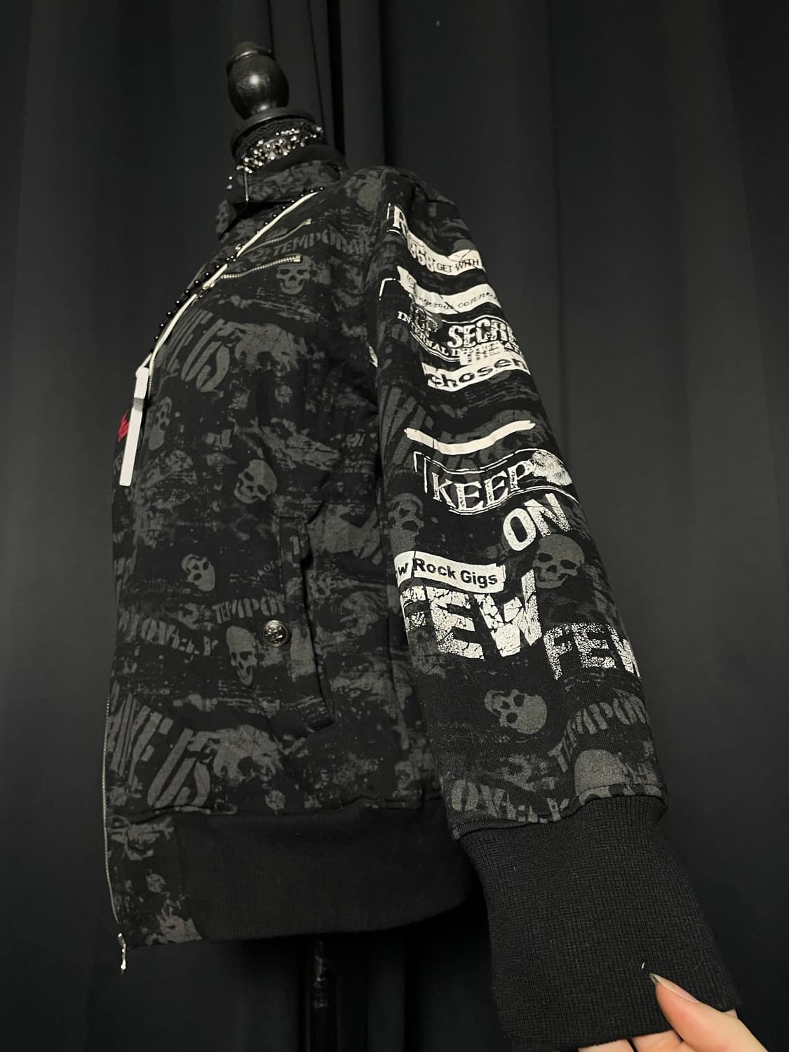 JPN 펑크 스컬 해골 프린팅 버클 넥 자켓 상품이미지6