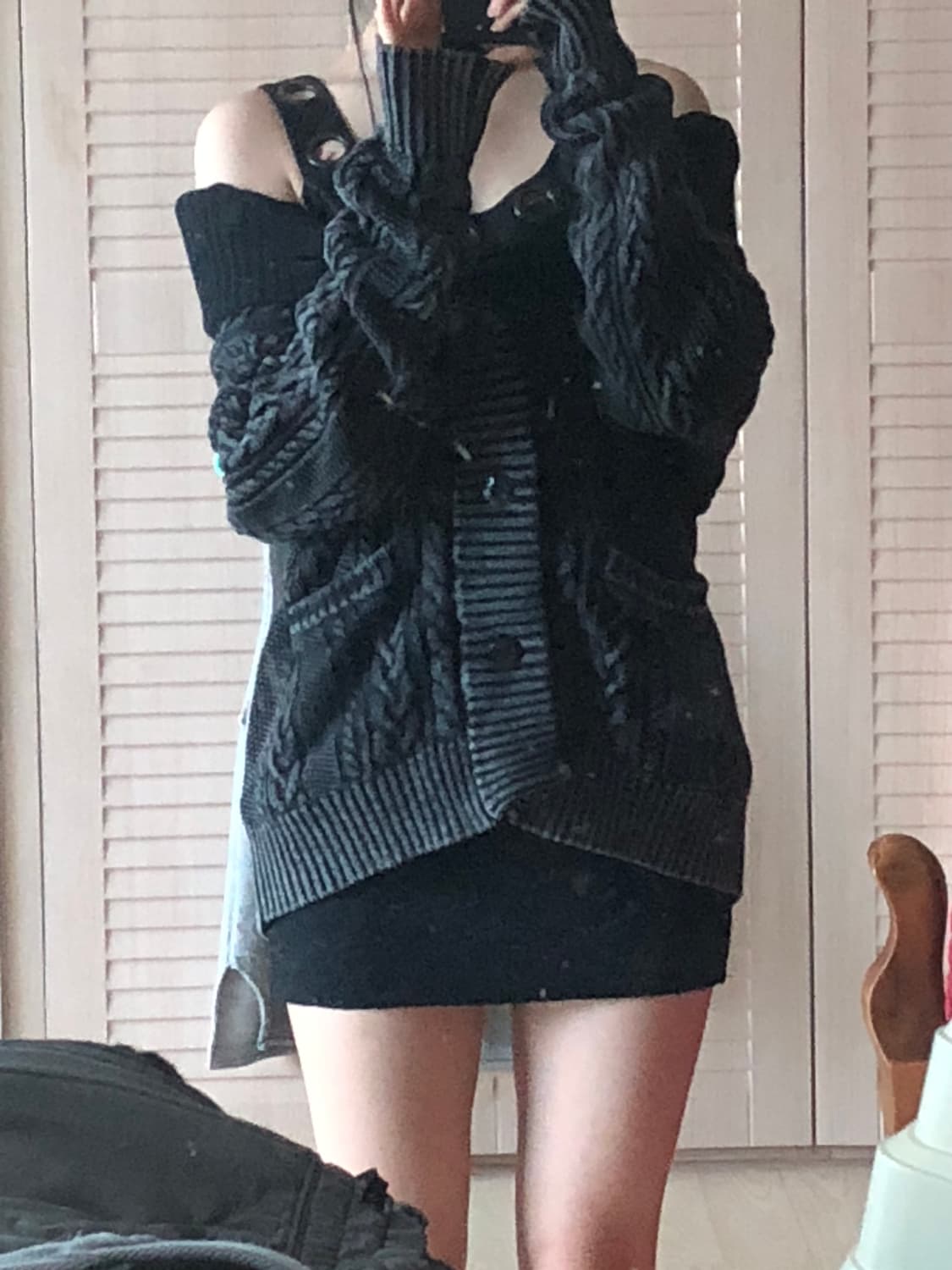 빈티지 오버핏 워싱 차콜 가디건 상품이미지2