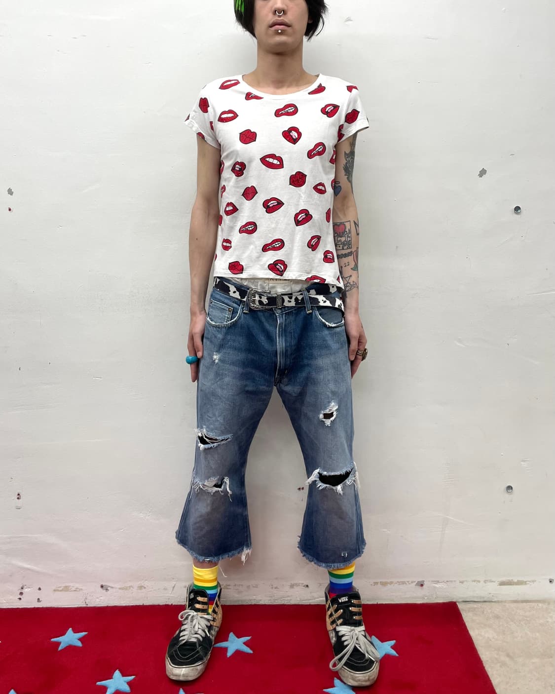 cubic T-shirt with lips  상품이미지5