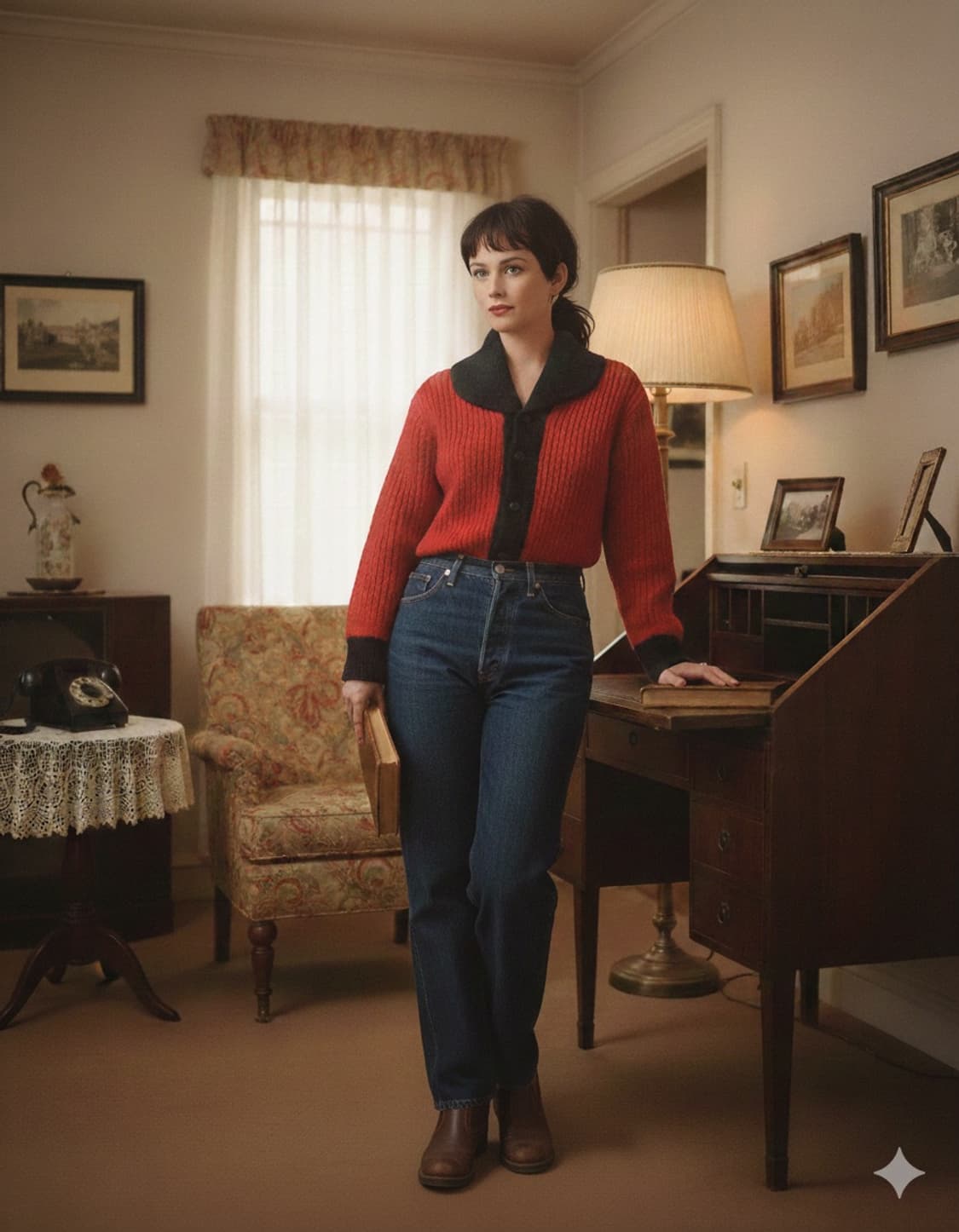 50s Curl-rite 투톤 헤비울 컬링 스웨터 상품이미지7