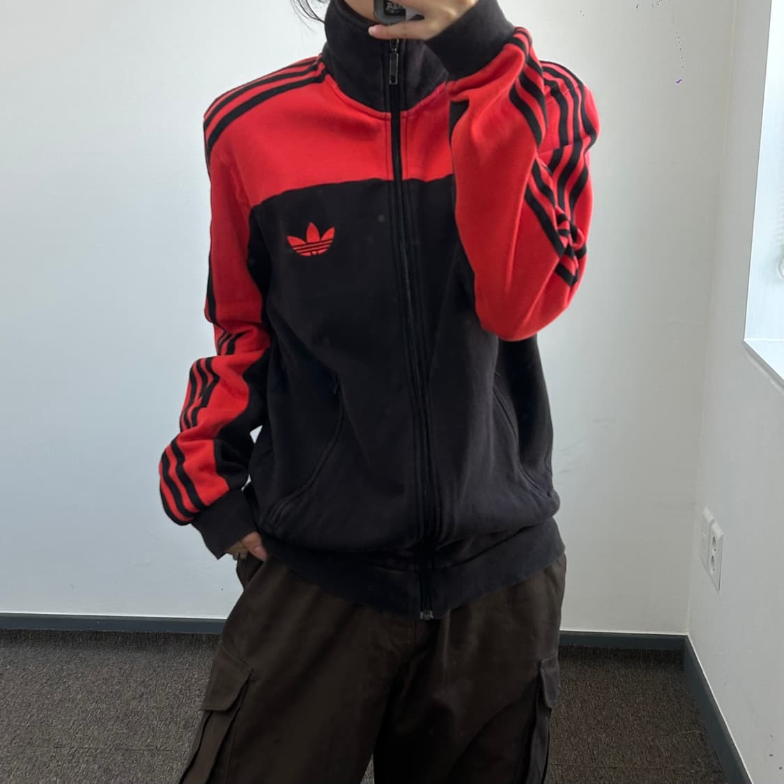 Adidas 아디다스 파이어버드 레드 블랙 배색 코튼져지 상품이미지1