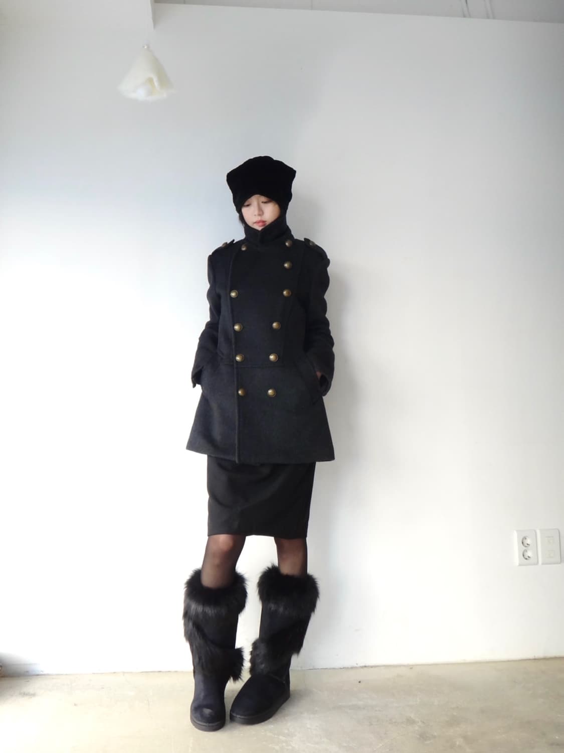 Epaulet double breasted half coat 상품이미지7