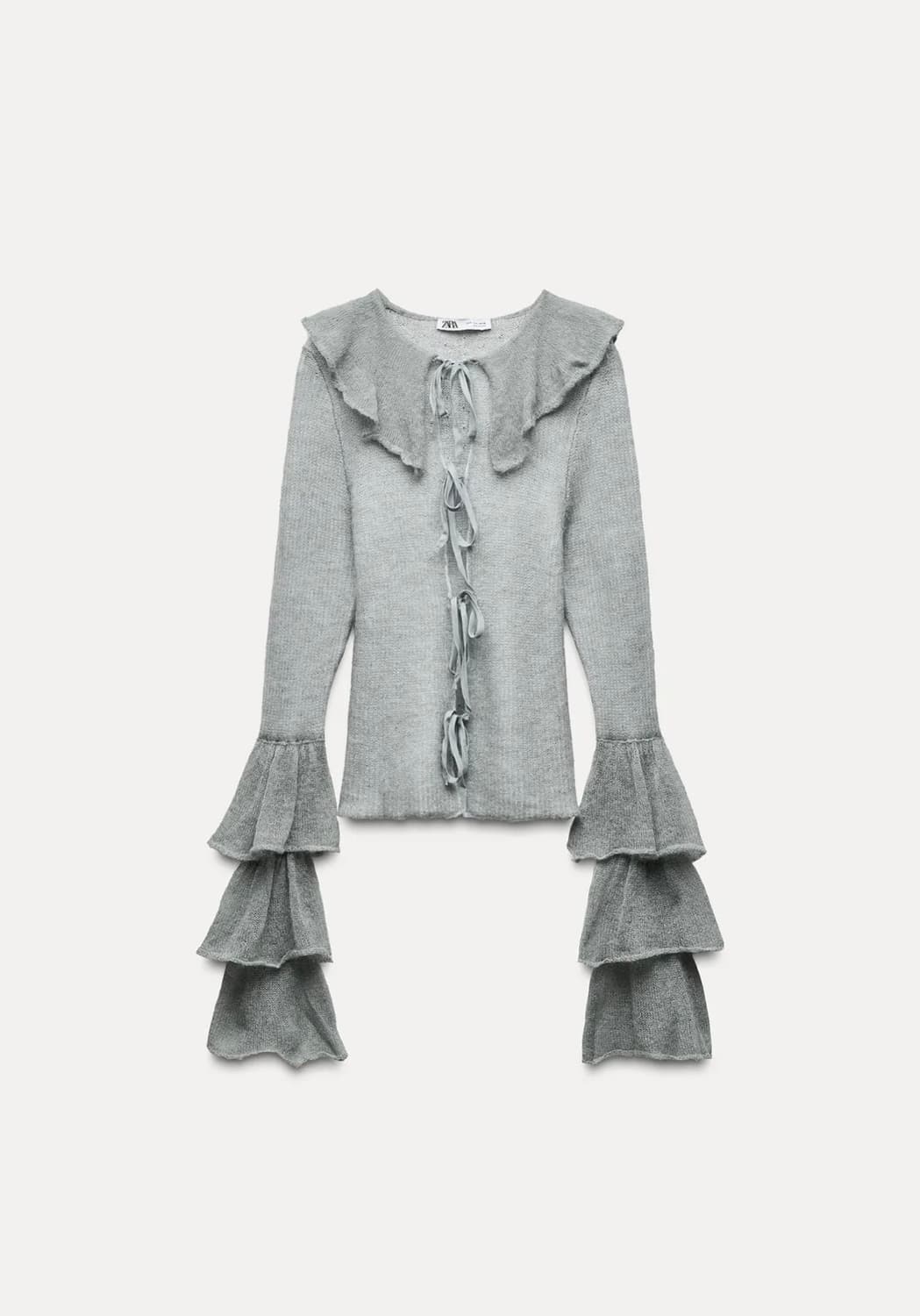 알파카 & 울 블렌드 프릴 가디건 상품이미지1