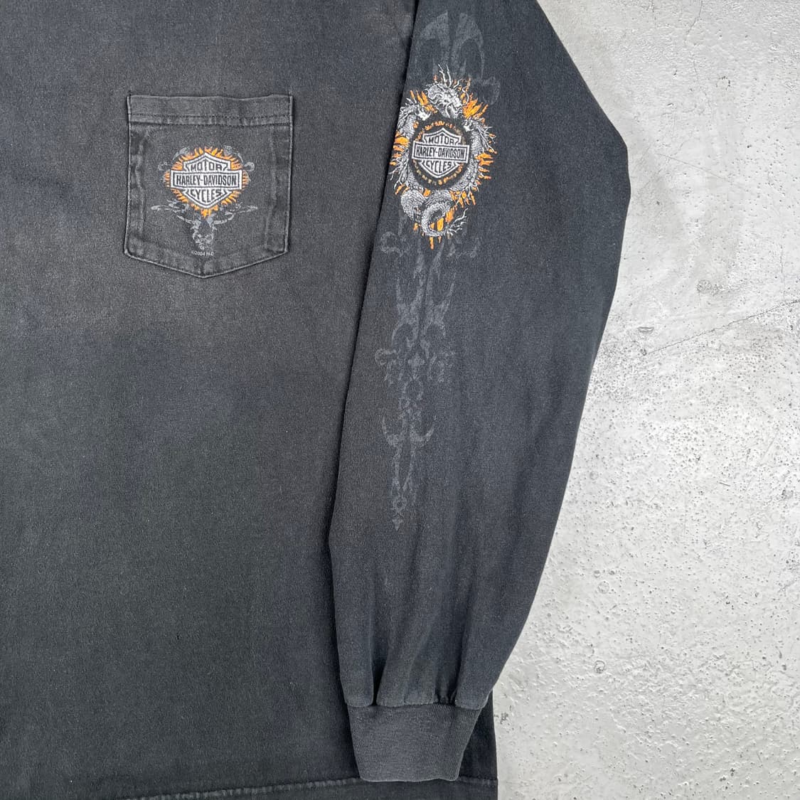 빈티지 할리데이비슨 워싱턴 유타 포켓 긴팔티 상품이미지4