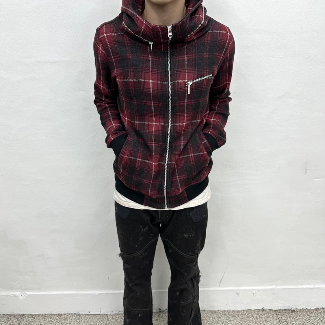 Red tartan bono zip jacket 상품이미지1