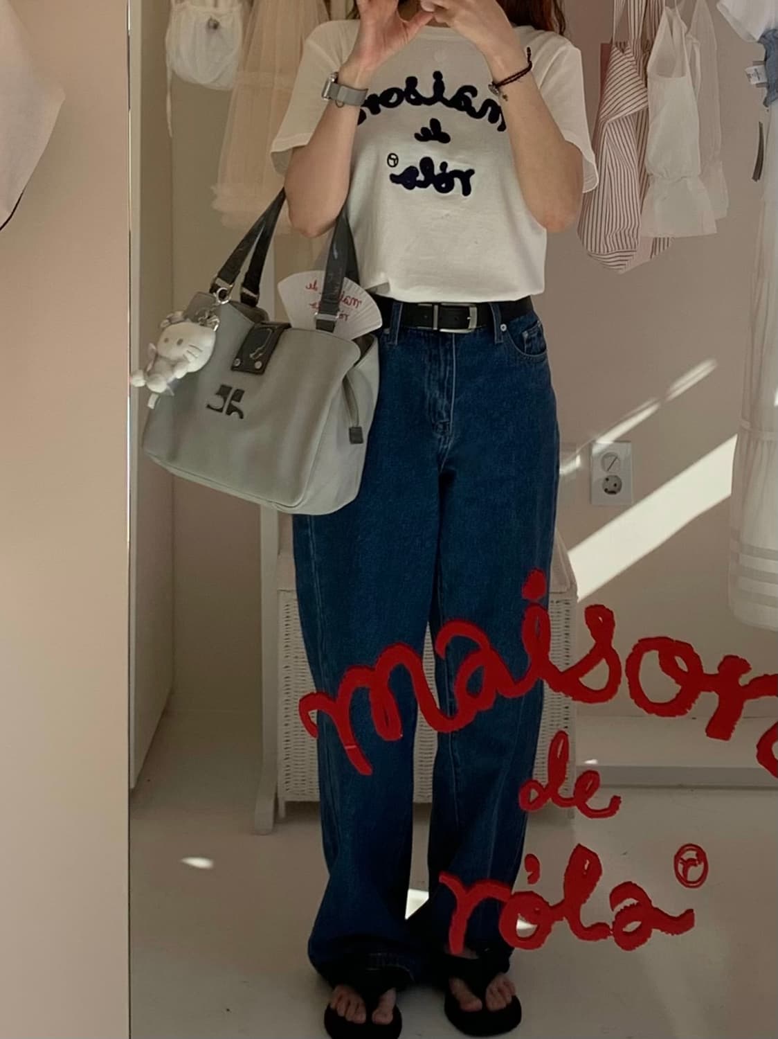 꾸레쥬 그레이 레더 토트백 상품이미지9