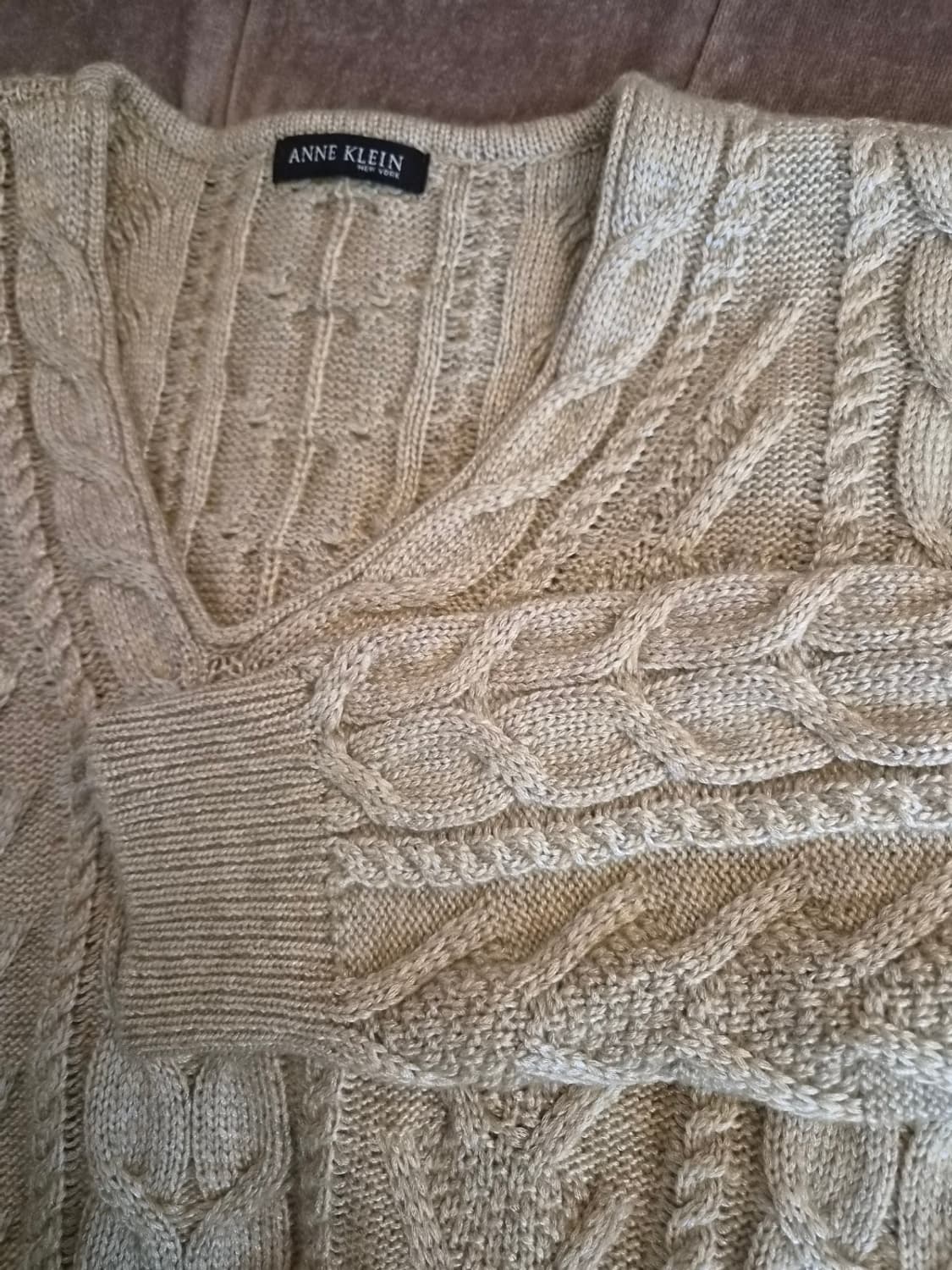 앤클라인 여성 브이넥샤이닝케이블니트 88-98-165 상품이미지7
