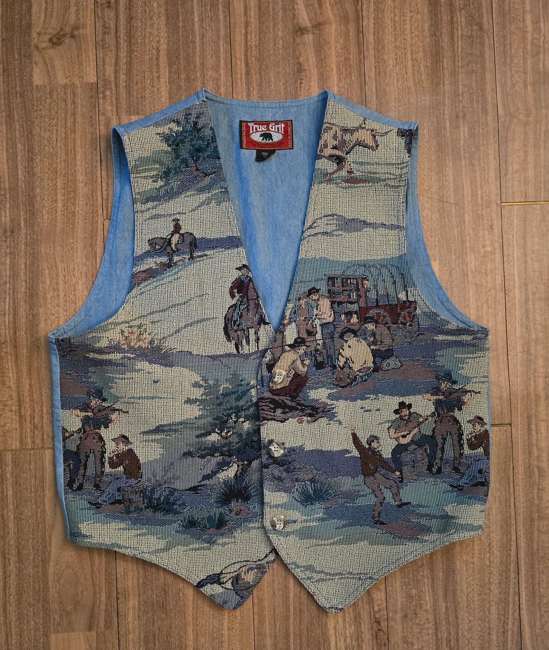 90s USA True Grit 웨스턴 자카드 베스트 M 상품이미지1