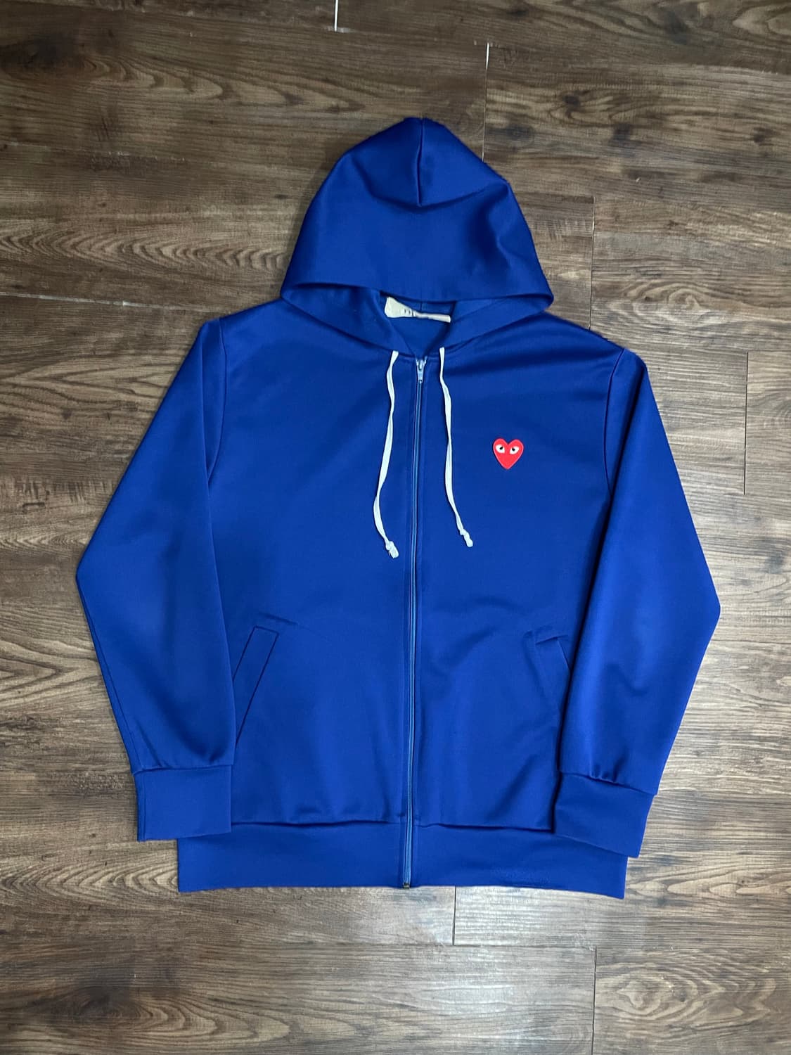 꼼데가르송 블루 레드와펜 후드집업 상품이미지3