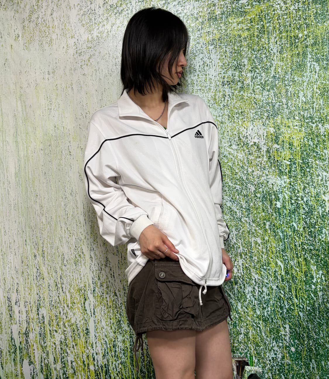 아디다스 스몰로고 화이트 오버핏 져지 M 상품이미지1