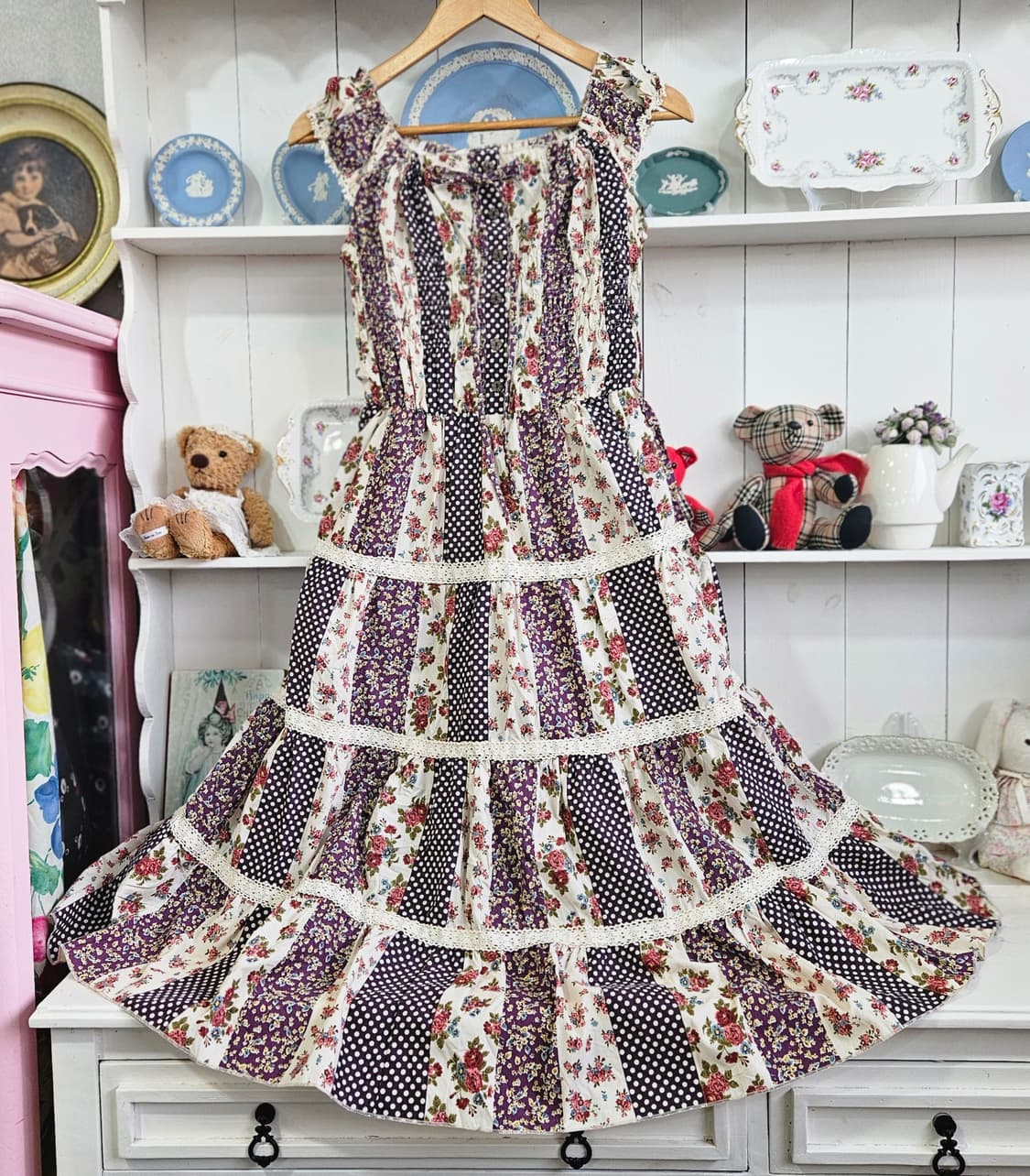 패치워크 플라워 롱원피스 상품이미지1