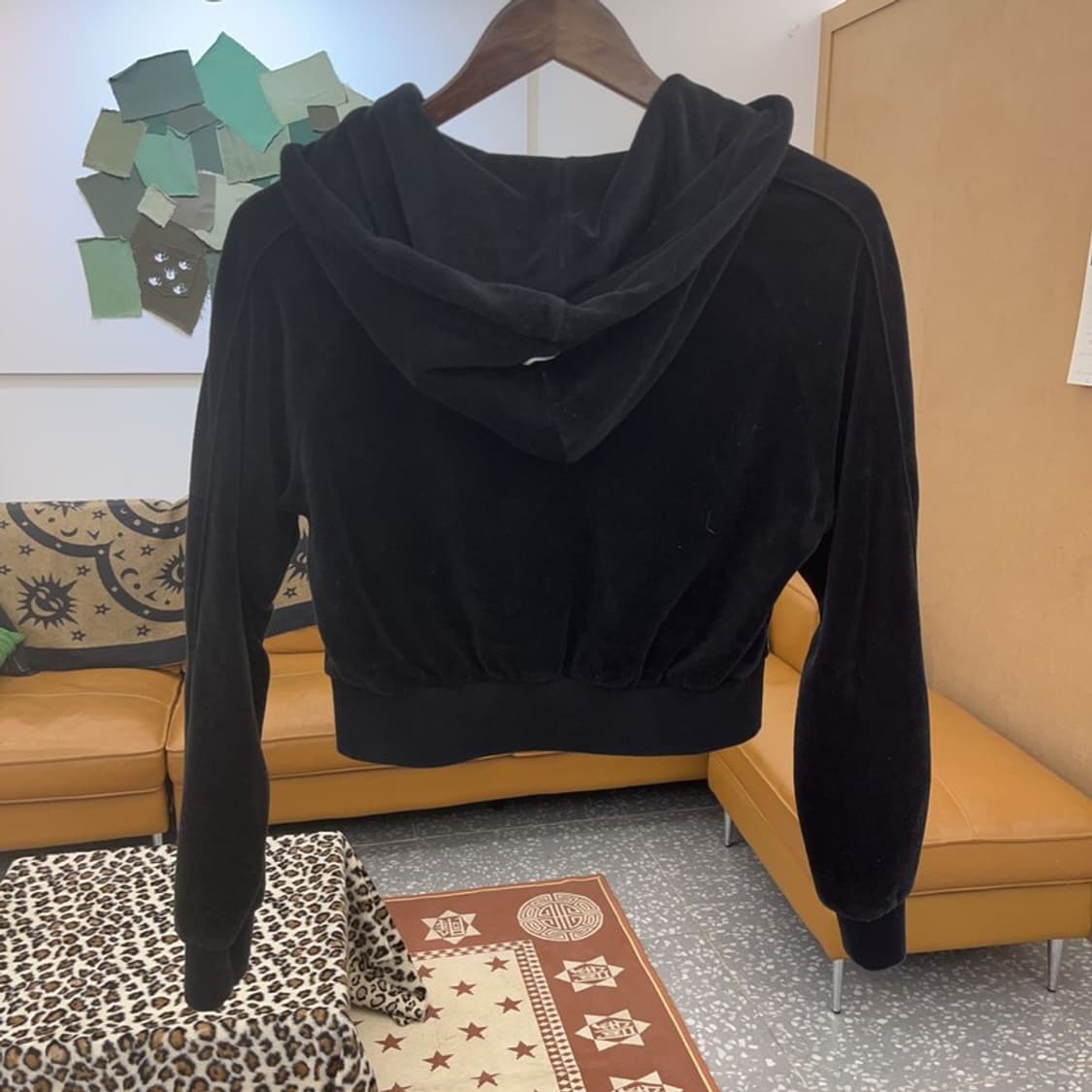 MLB 뉴욕양키스 스트릿 힙합 벨벳 크롭 후드집업 95 C09471 상품이미지4