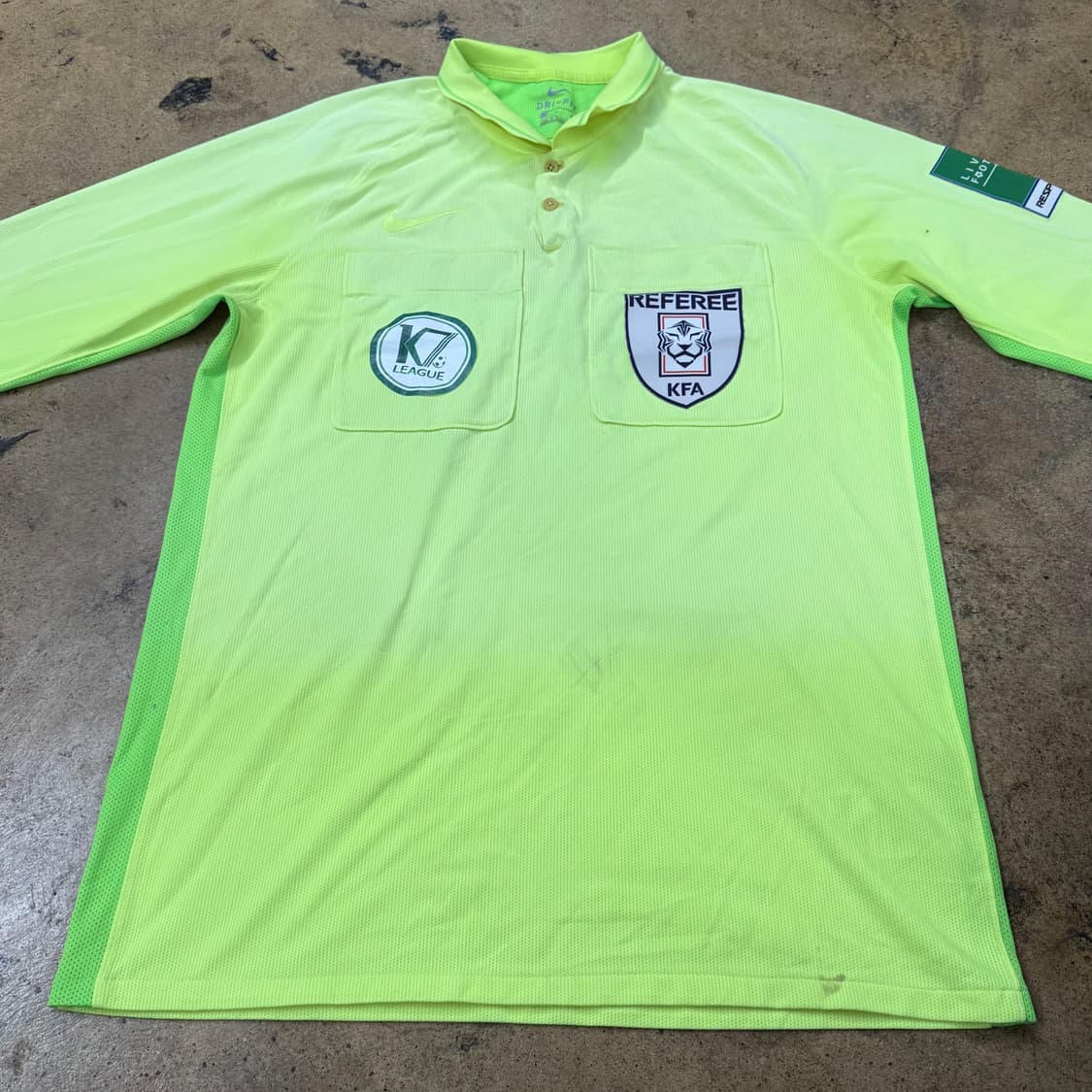 [정품/L] 나이키 K리그 심판복 옐로우 카라 긴팔 티셔츠 b14 상품이미지3