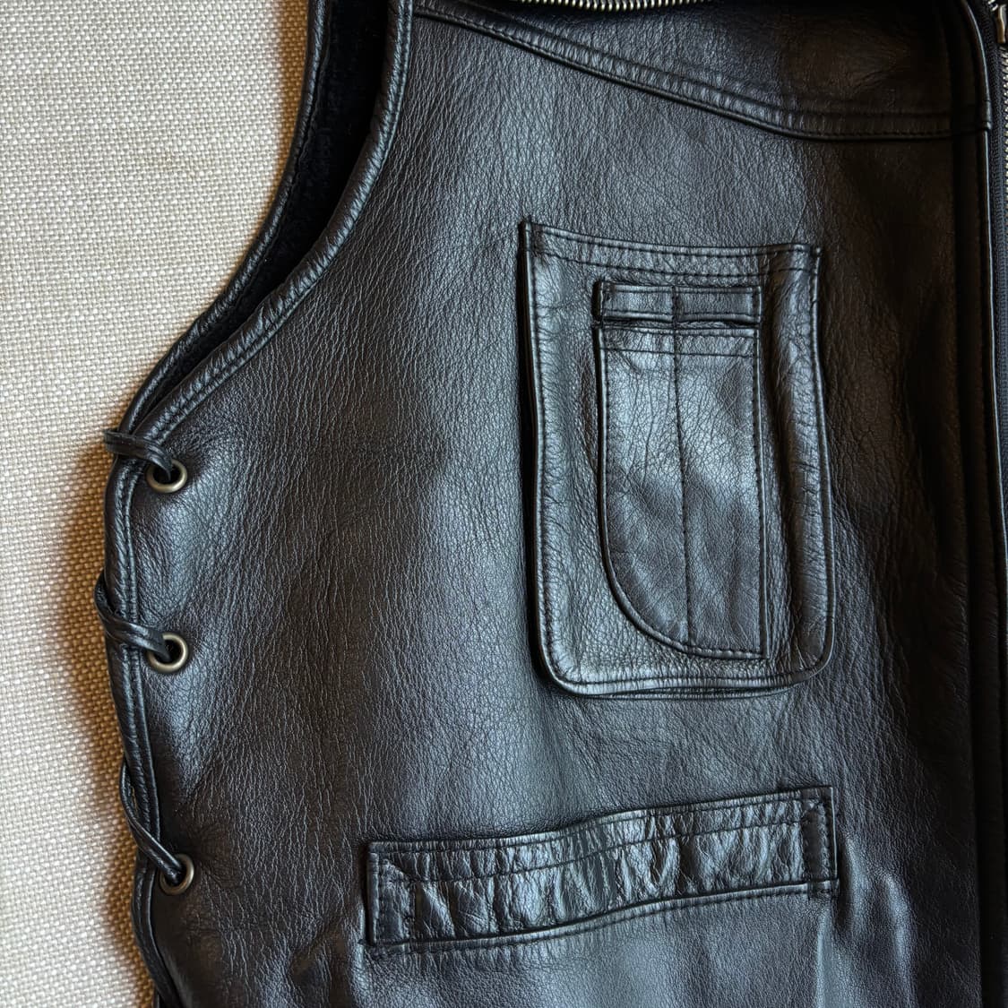 무스탕 블랙 가죽 베스트 남성 (100-105size) 상품이미지6