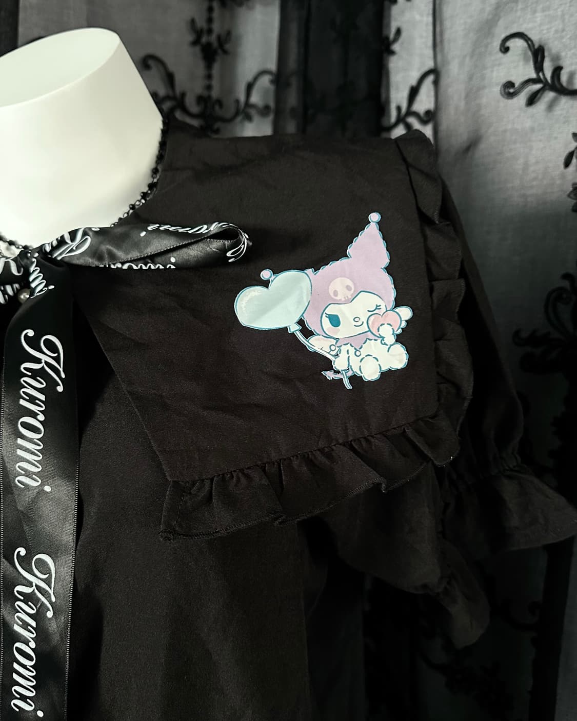 #kuromi gothic ribbon blouse 상품이미지3