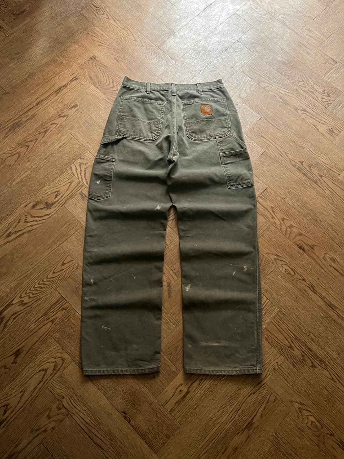 [31]칼하트 USA 빈티지 페인팅 모스그린 카펜터 워크 팬츠 M6 상품이미지2