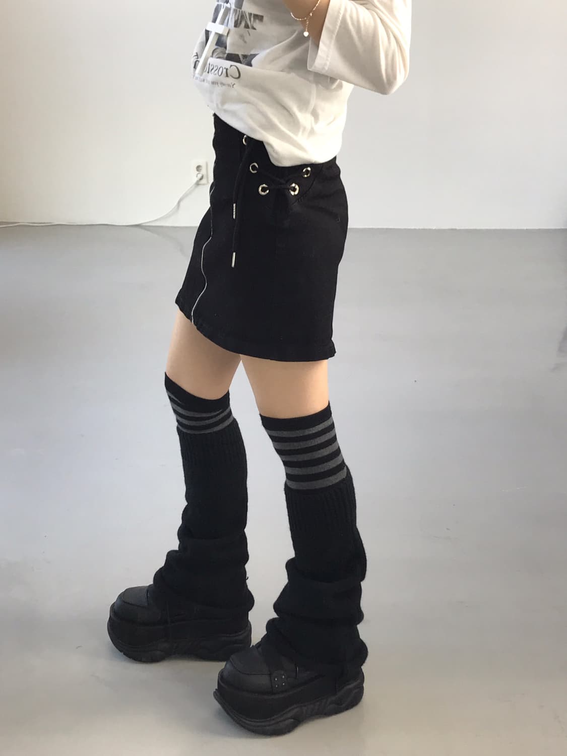 Jpn Black detail Mini Skirts 상품이미지2
