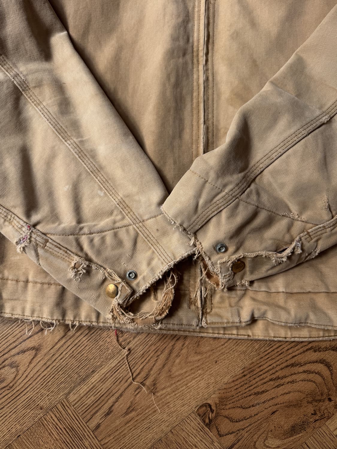 [L]80's 칼하트 USA 유니온메이드 빈티지 페이딩 브라운 워크 자켓 상품이미지5