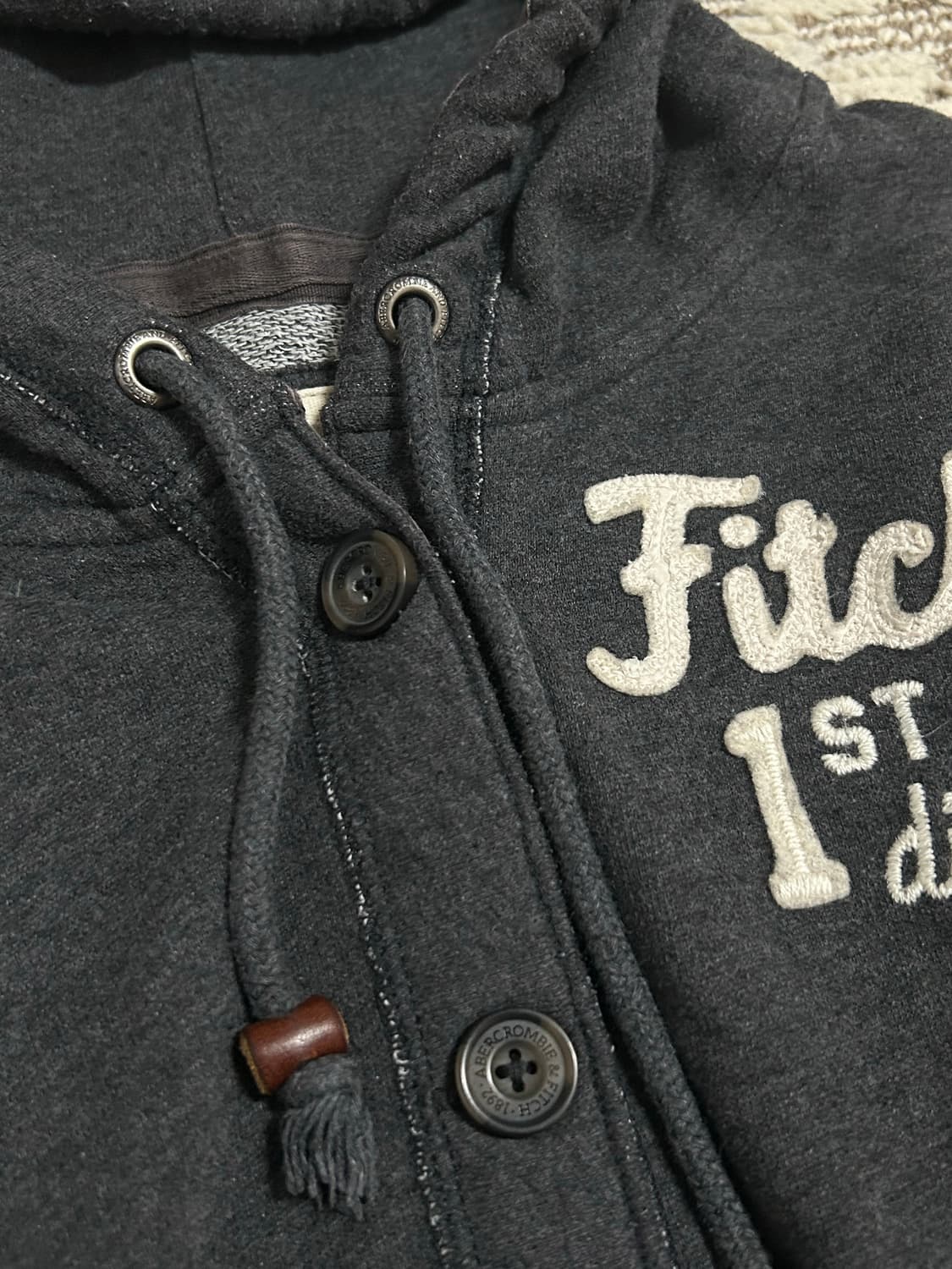 Y2k 00‘s아베크롬비 슬림핏 진그레이 차콜 후드 스티치 가디건 상품이미지3