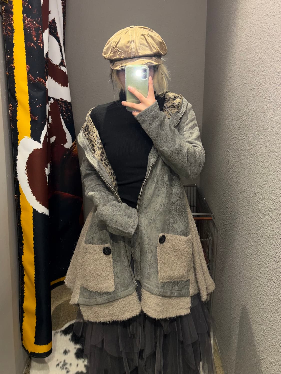 빈티지 레오파드 스웨이드 코트 상품이미지2