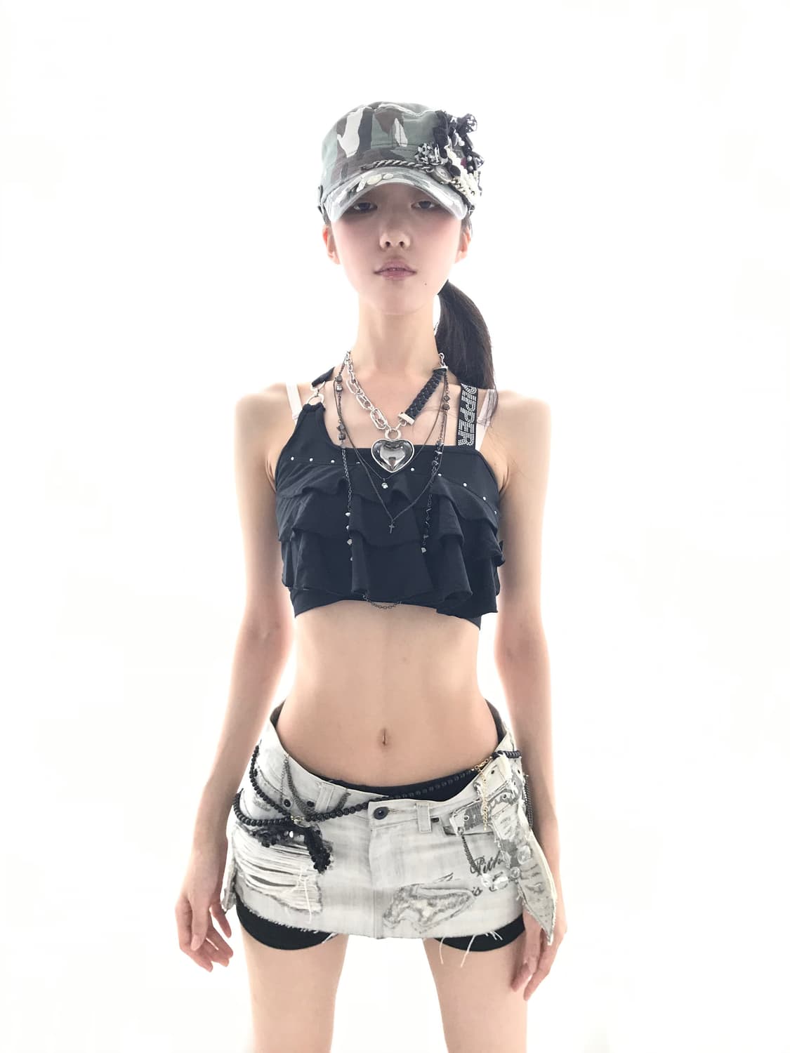 Black&Silver cubic cancan tank top  상품이미지1