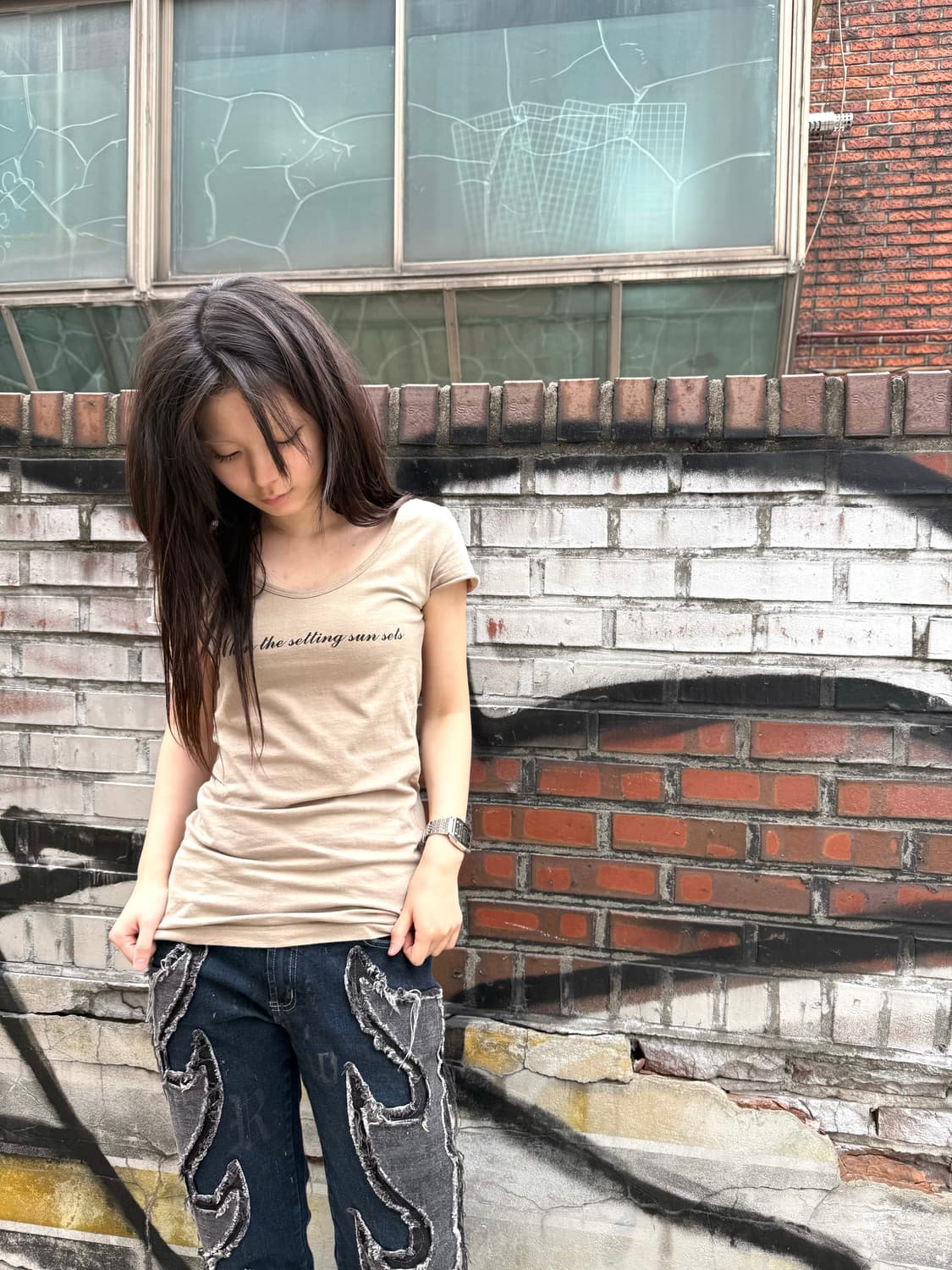 GOA 슬림 실루엣 코튼 티셔츠 상품이미지1